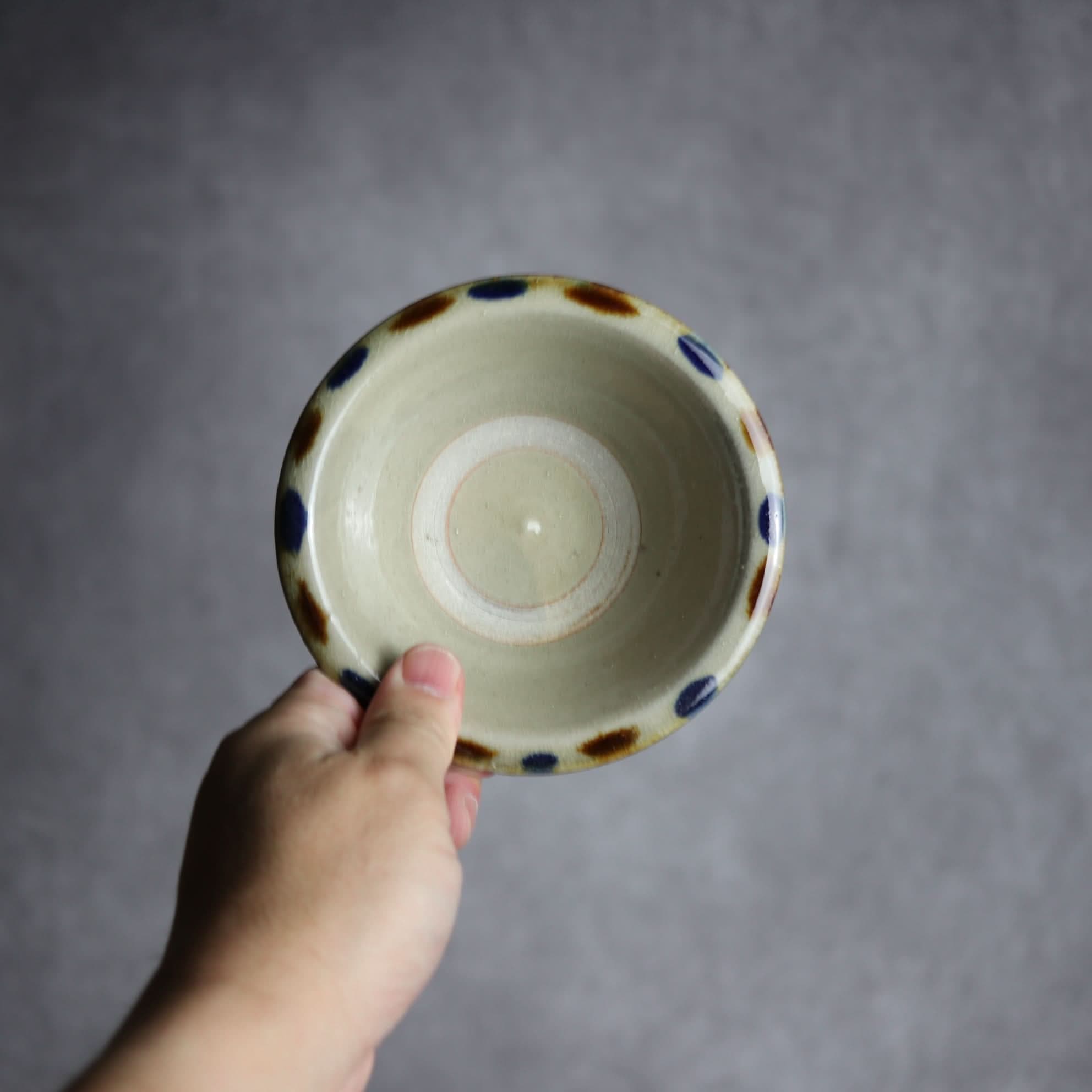 4寸ワンブー3 飴 呉須釉 点打 やちむん 陶器 北窯 松田米司工房 やちむん 陶器.