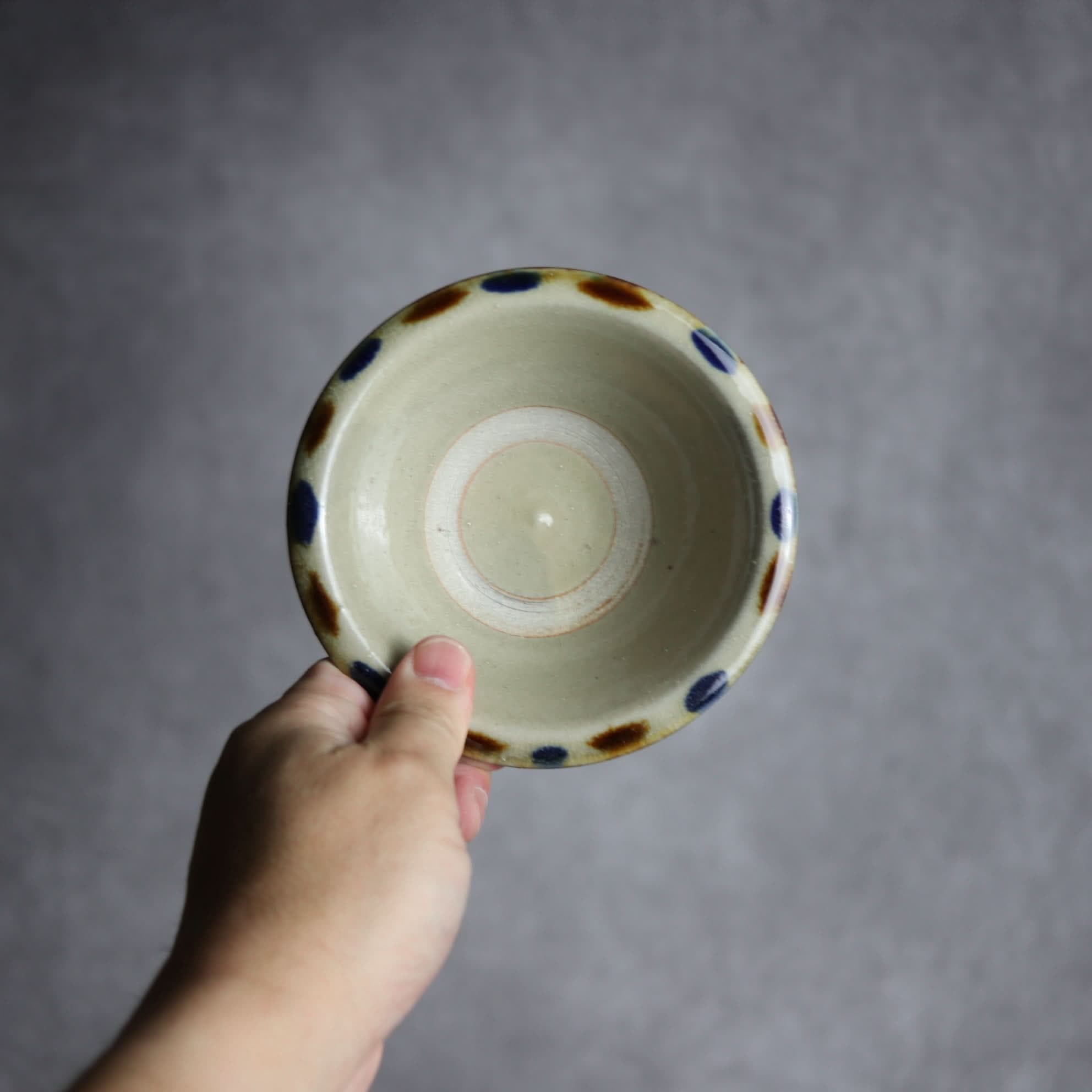 4寸ワンブー3 飴 呉須釉 点打 やちむん 陶器 北窯 松田米司工房 やちむん 陶器.