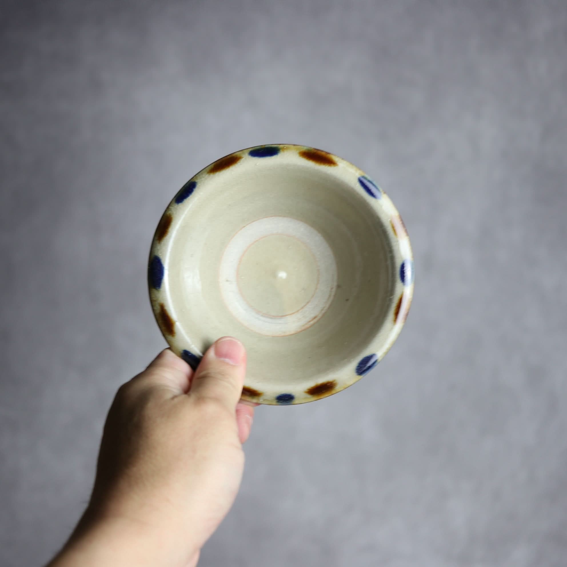 4寸ワンブー3 飴 呉須釉 点打 やちむん 陶器 北窯 松田米司工房 やちむん 陶器.