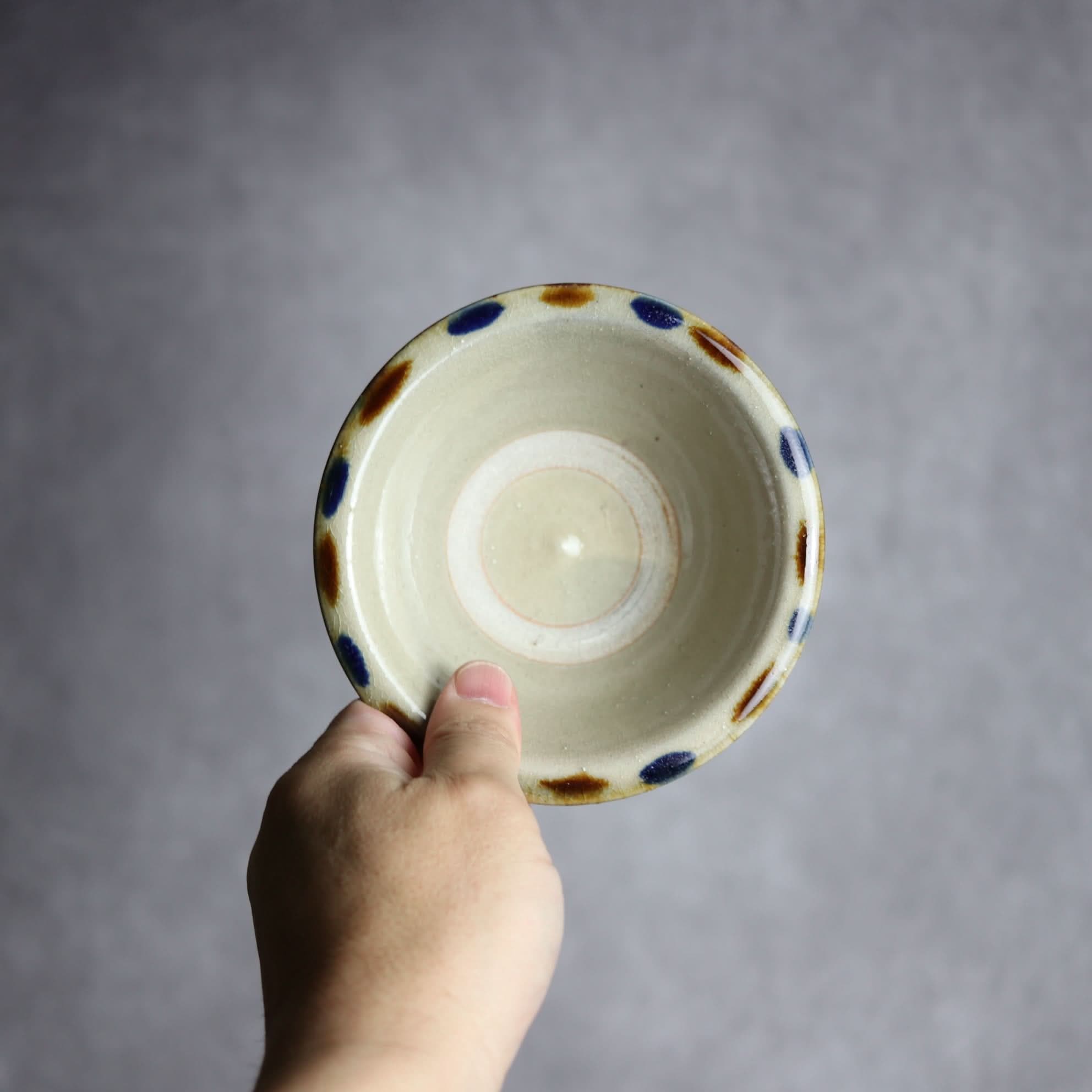 4寸ワンブー3 飴 呉須釉 点打 やちむん 陶器 北窯 松田米司工房 やちむん 陶器.