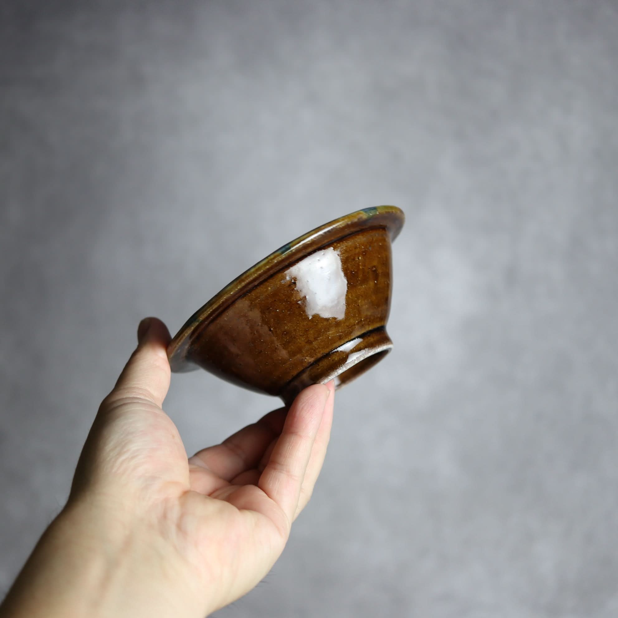 4寸ワンブー3 飴 呉須釉 点打 やちむん 陶器 北窯 松田米司工房 やちむん 陶器.