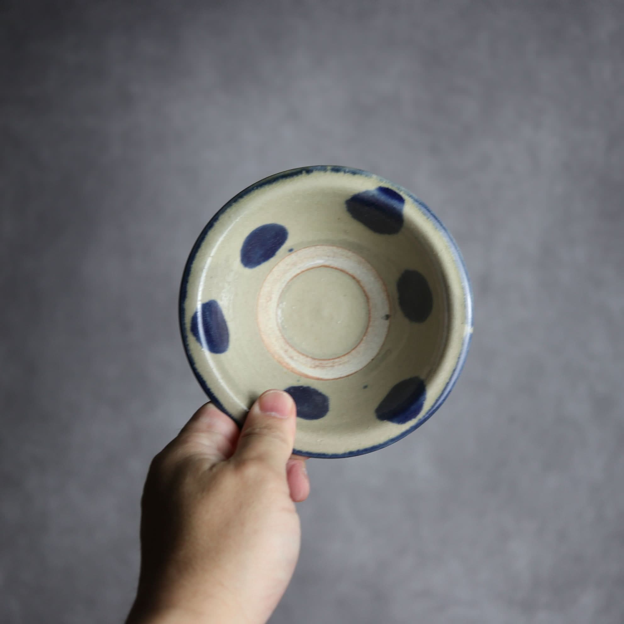 4寸ワンブー2 呉須釉 点打 やちむん 陶器 北窯 松田米司工房 やちむん 陶器.