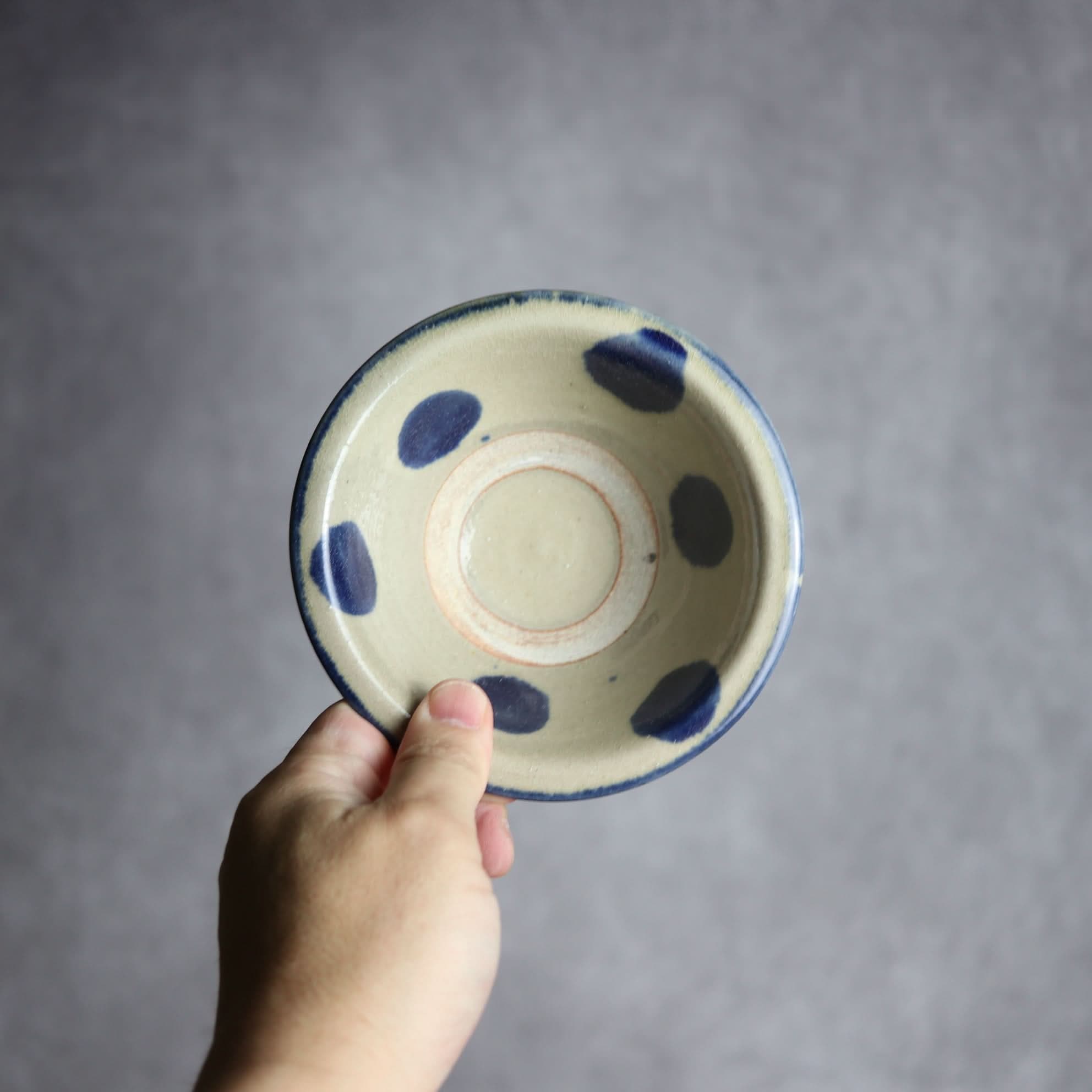 4寸ワンブー2 呉須釉 点打 やちむん 陶器 北窯 松田米司工房 やちむん 陶器.