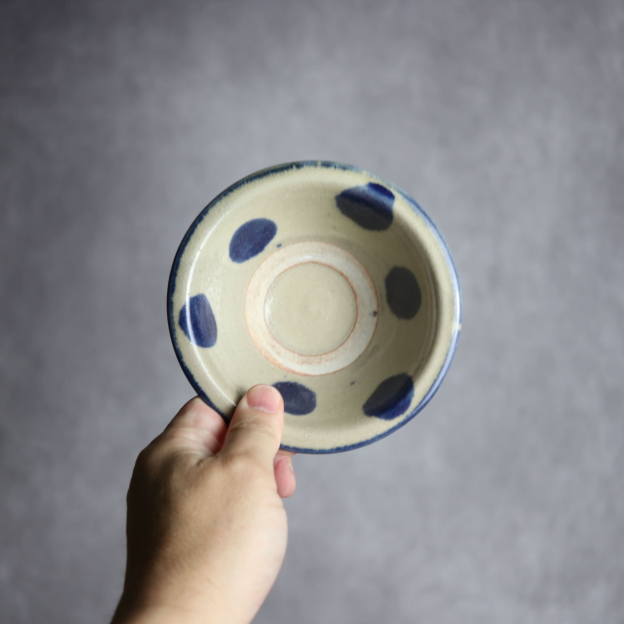 4寸ワンブー2 呉須釉 点打 やちむん 陶器 北窯 松田米司工房 やちむん 陶器.