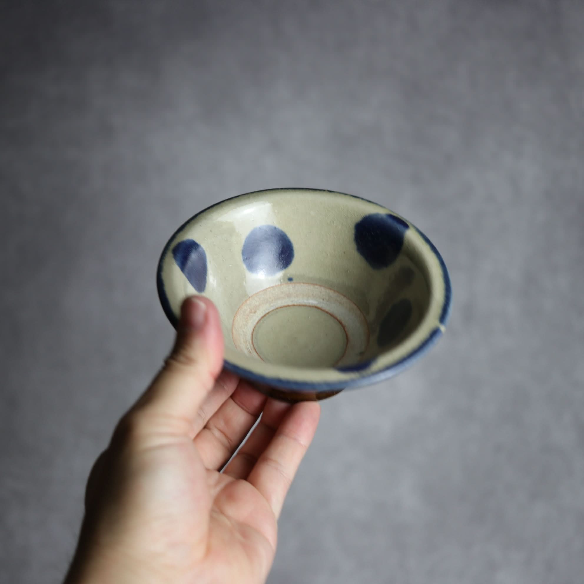 4寸ワンブー2 呉須釉 点打 やちむん 陶器 北窯 松田米司工房 やちむん 陶器.
