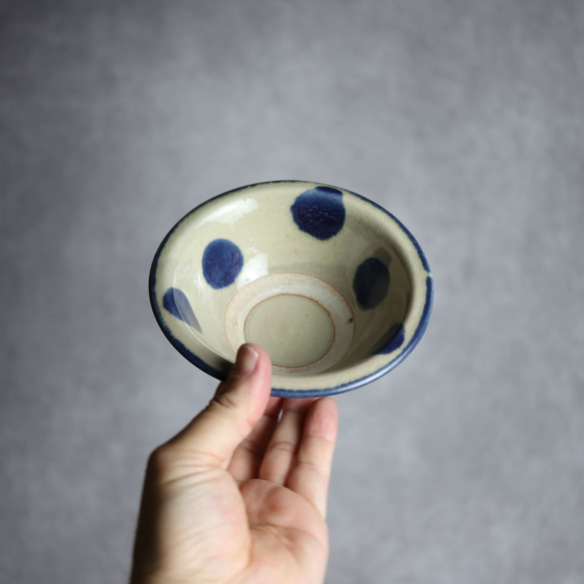 4寸ワンブー2 呉須釉 点打 やちむん 陶器 北窯 松田米司工房 やちむん 陶器.