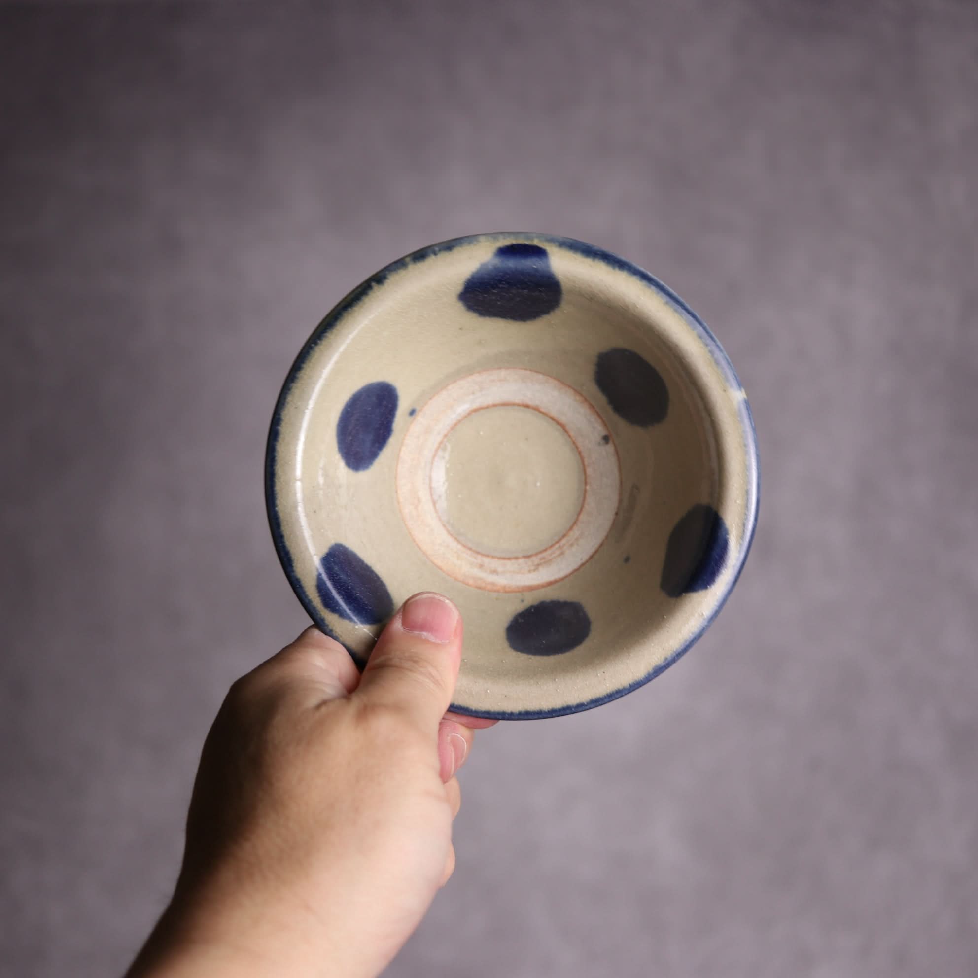 4寸ワンブー2 呉須釉 点打 やちむん 陶器 北窯 松田米司工房 やちむん 陶器.