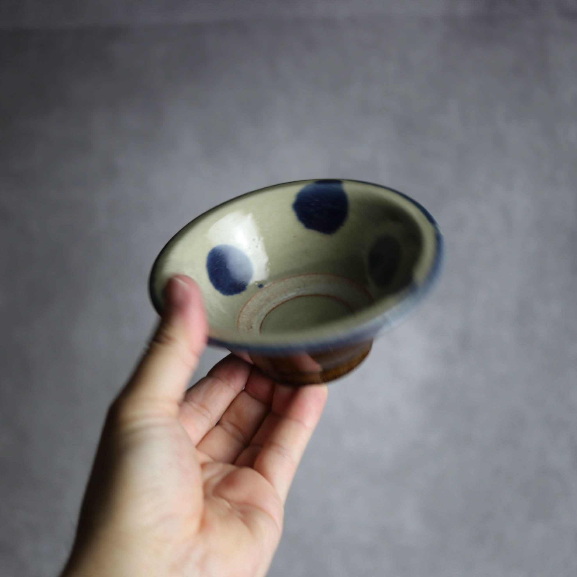 4寸ワンブー2 呉須釉 点打 やちむん 陶器 北窯 松田米司工房 やちむん 陶器.