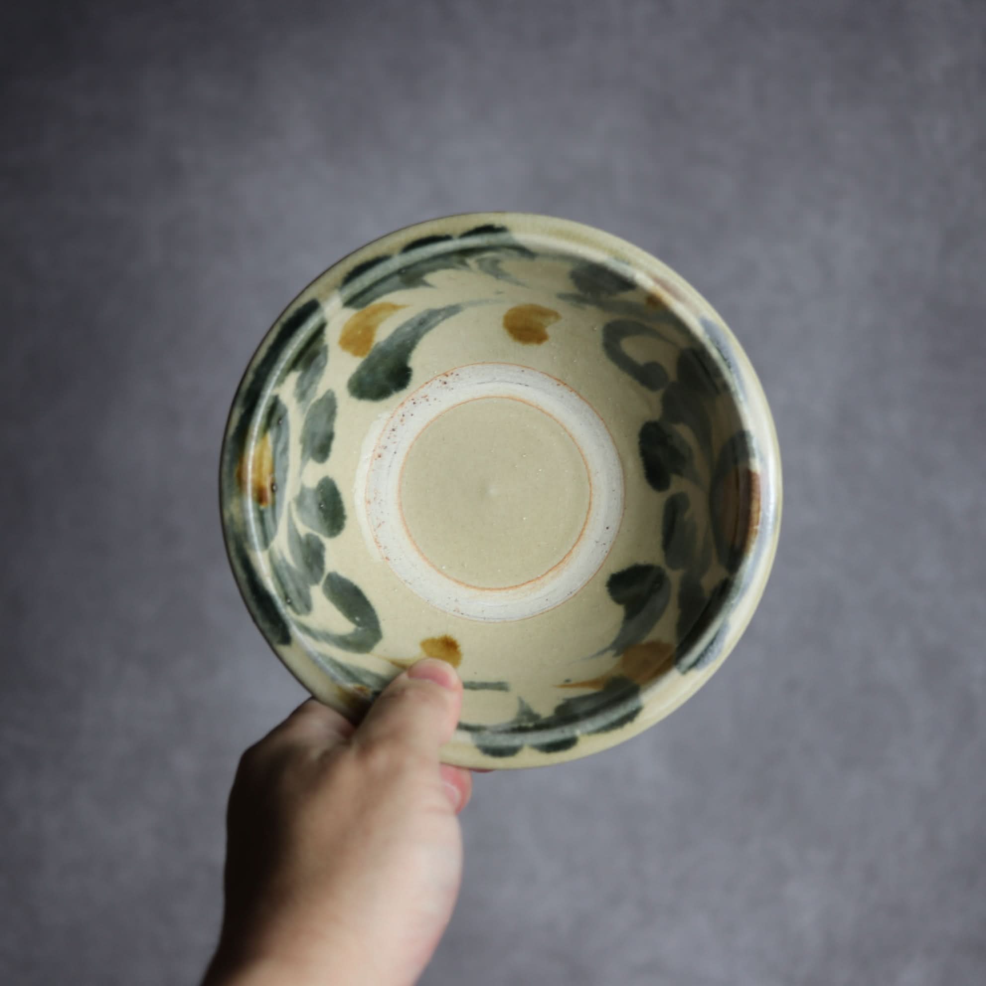 5寸ワンブー1 飴 呉須釉 菊唐草 やちむん 陶器 北窯 松田米司工房 やちむん 陶器.