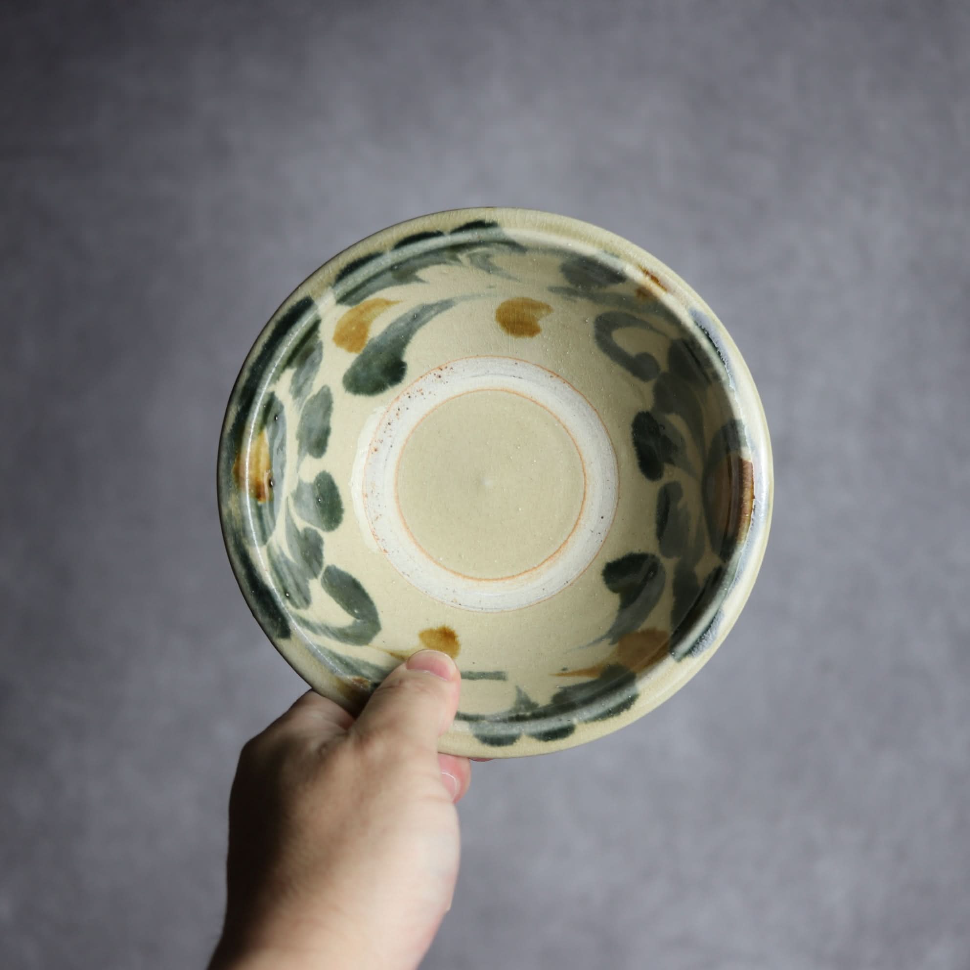 5寸ワンブー1 飴 呉須釉 菊唐草 やちむん 陶器 北窯 松田米司工房 やちむん 陶器.