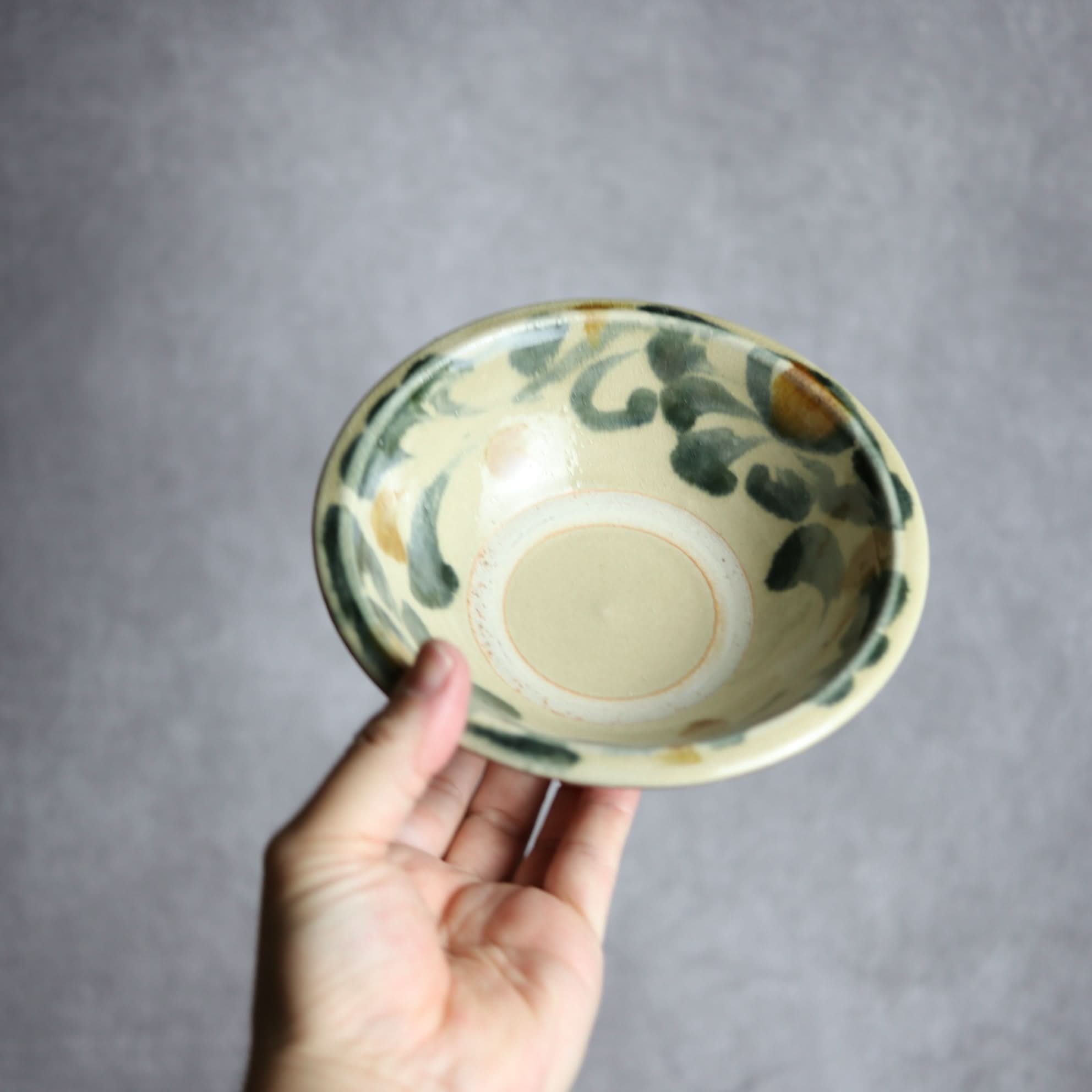 5寸ワンブー1 飴 呉須釉 菊唐草 やちむん 陶器 北窯 松田米司工房 やちむん 陶器.