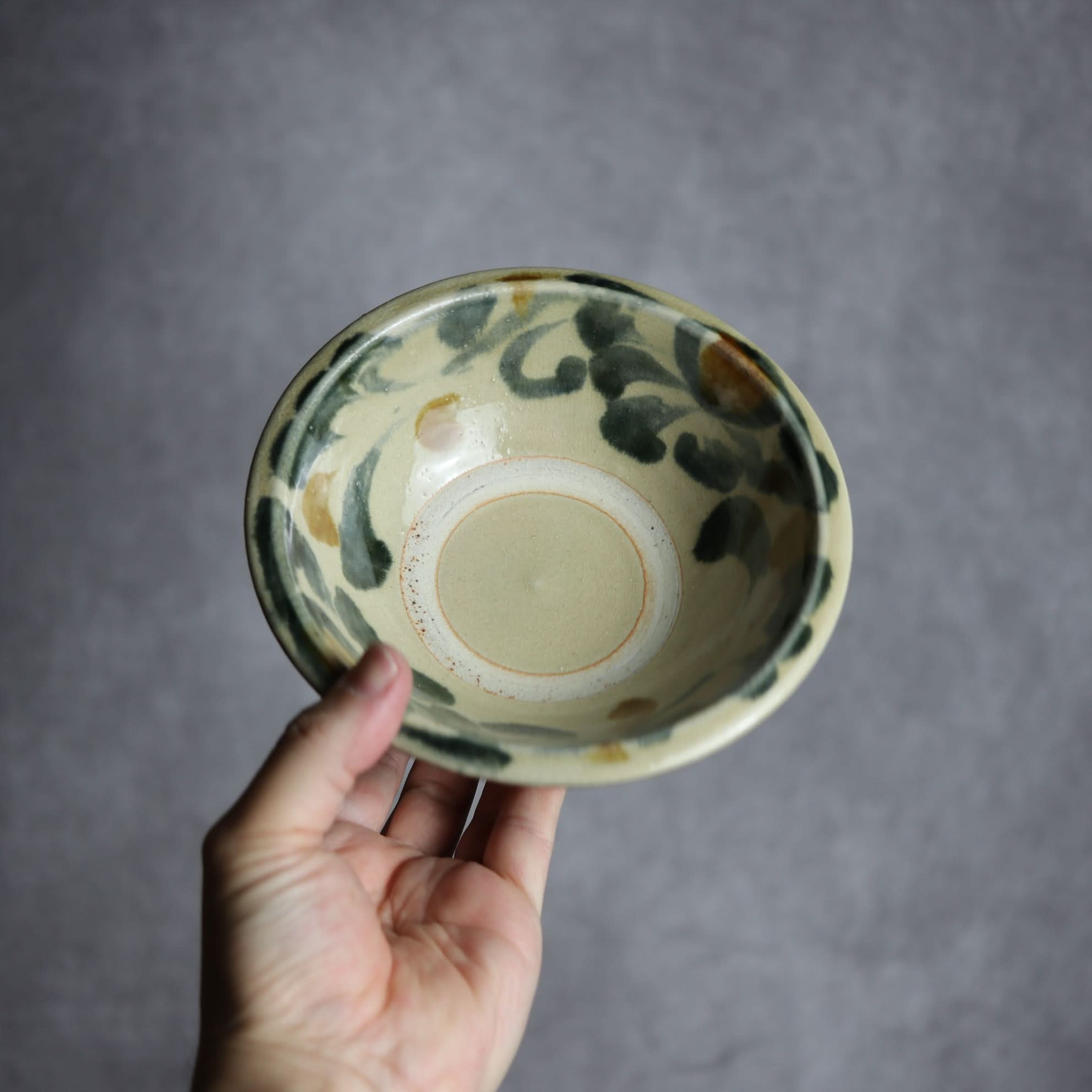 5寸ワンブー1 飴 呉須釉 菊唐草 やちむん 陶器 北窯 松田米司工房 やちむん 陶器.