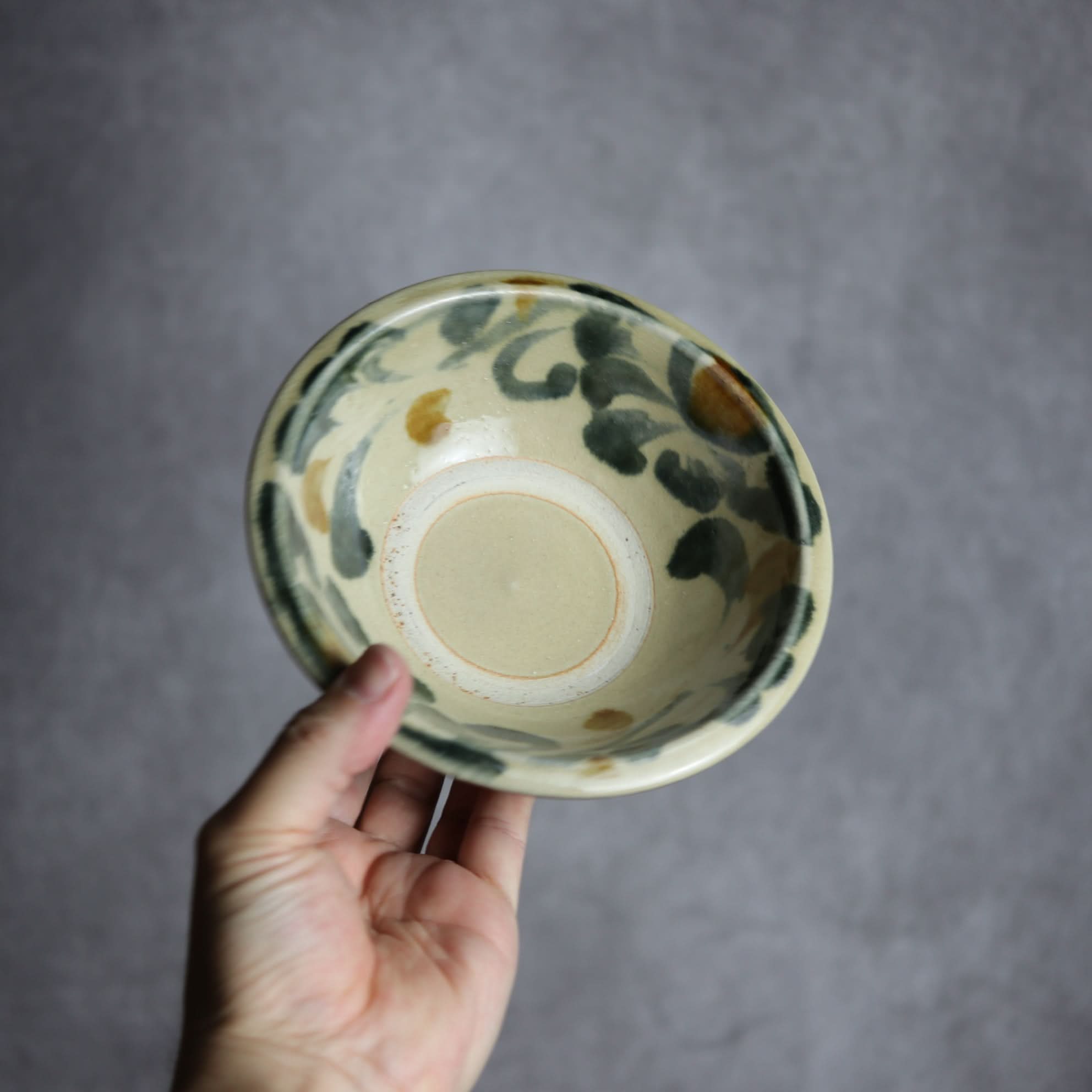 5寸ワンブー1 飴 呉須釉 菊唐草 やちむん 陶器 北窯 松田米司工房 やちむん 陶器.