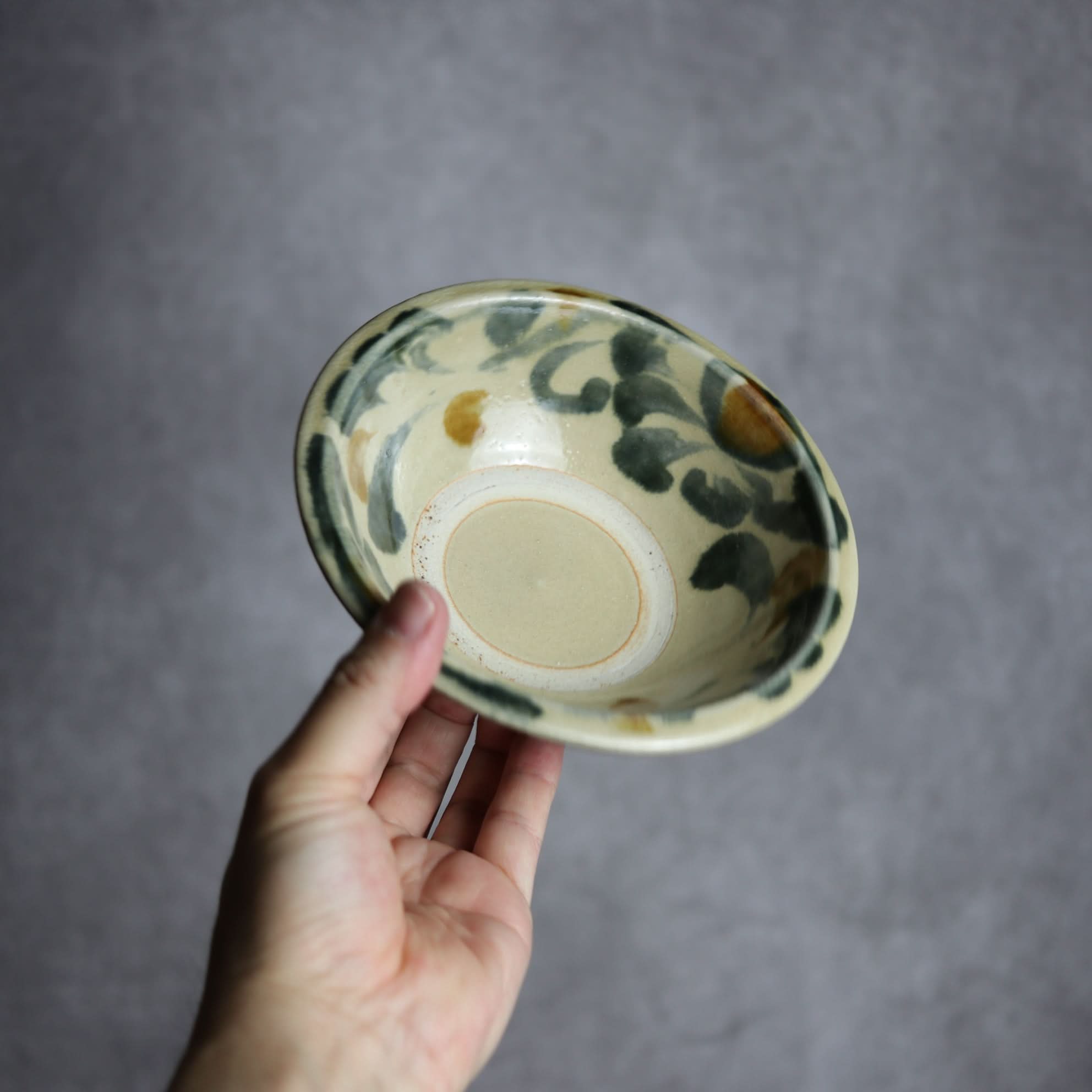 5寸ワンブー1 飴 呉須釉 菊唐草 やちむん 陶器 北窯 松田米司工房 やちむん 陶器.