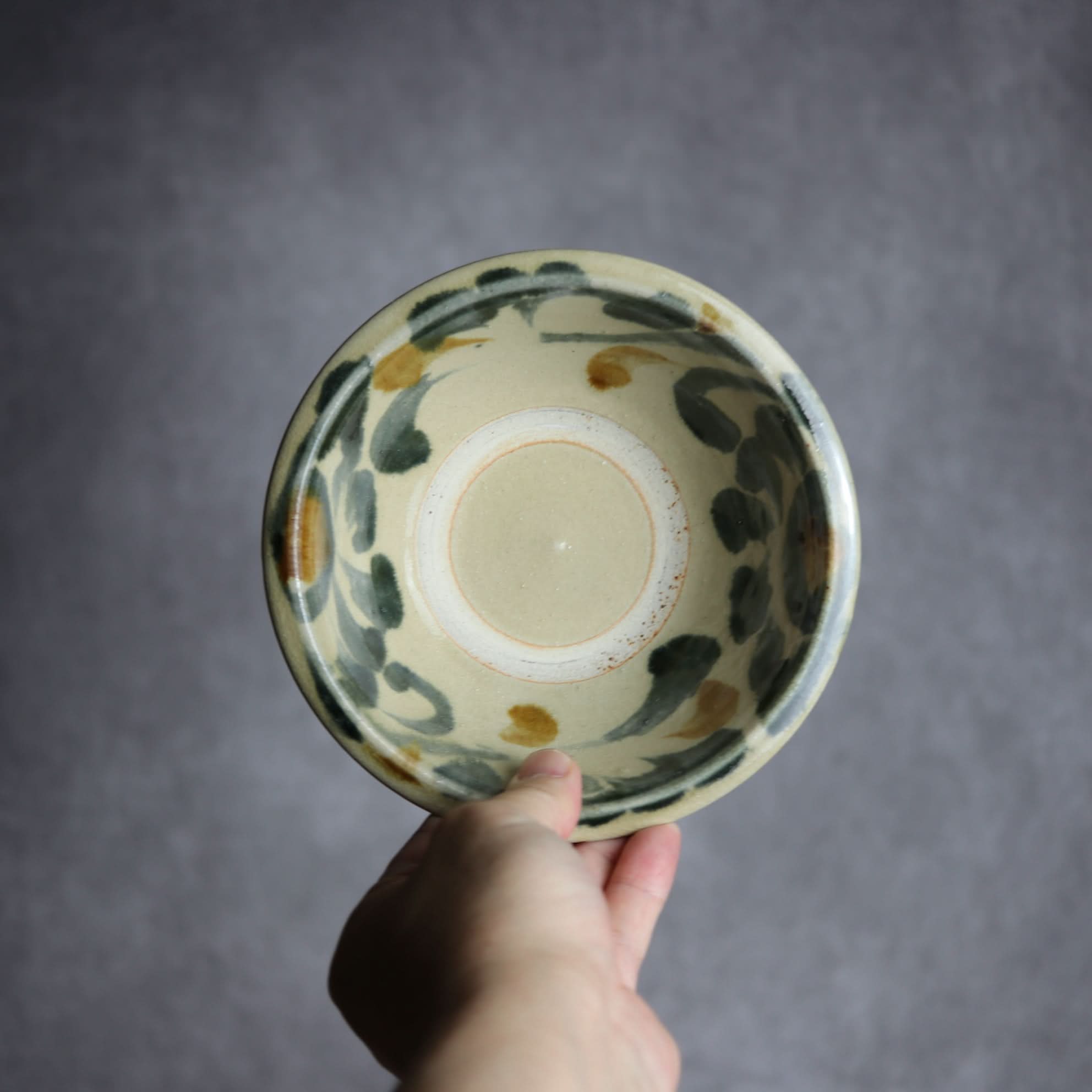 5寸ワンブー1 飴 呉須釉 菊唐草 やちむん 陶器 北窯 松田米司工房 やちむん 陶器.