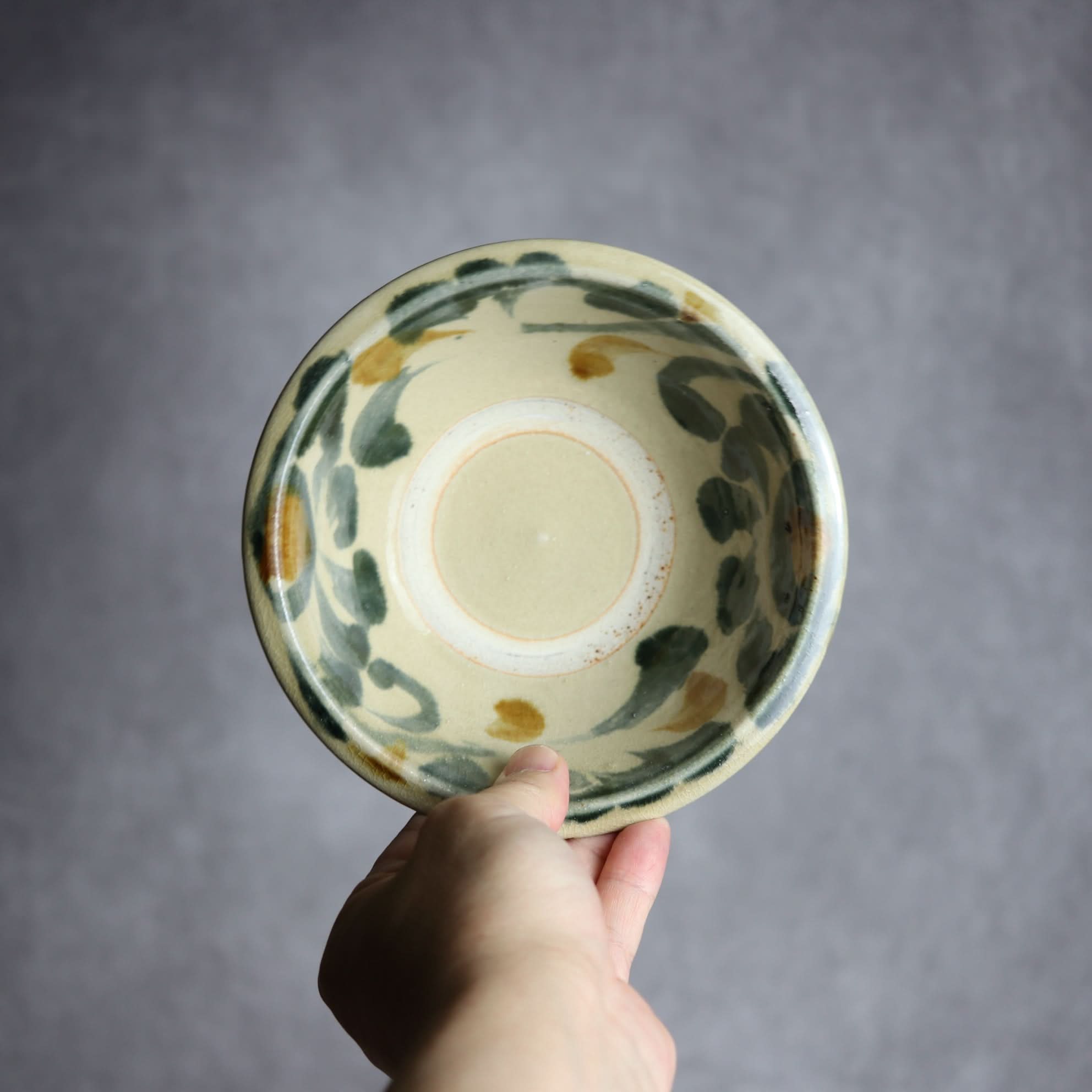 5寸ワンブー1 飴 呉須釉 菊唐草 やちむん 陶器 北窯 松田米司工房 やちむん 陶器.