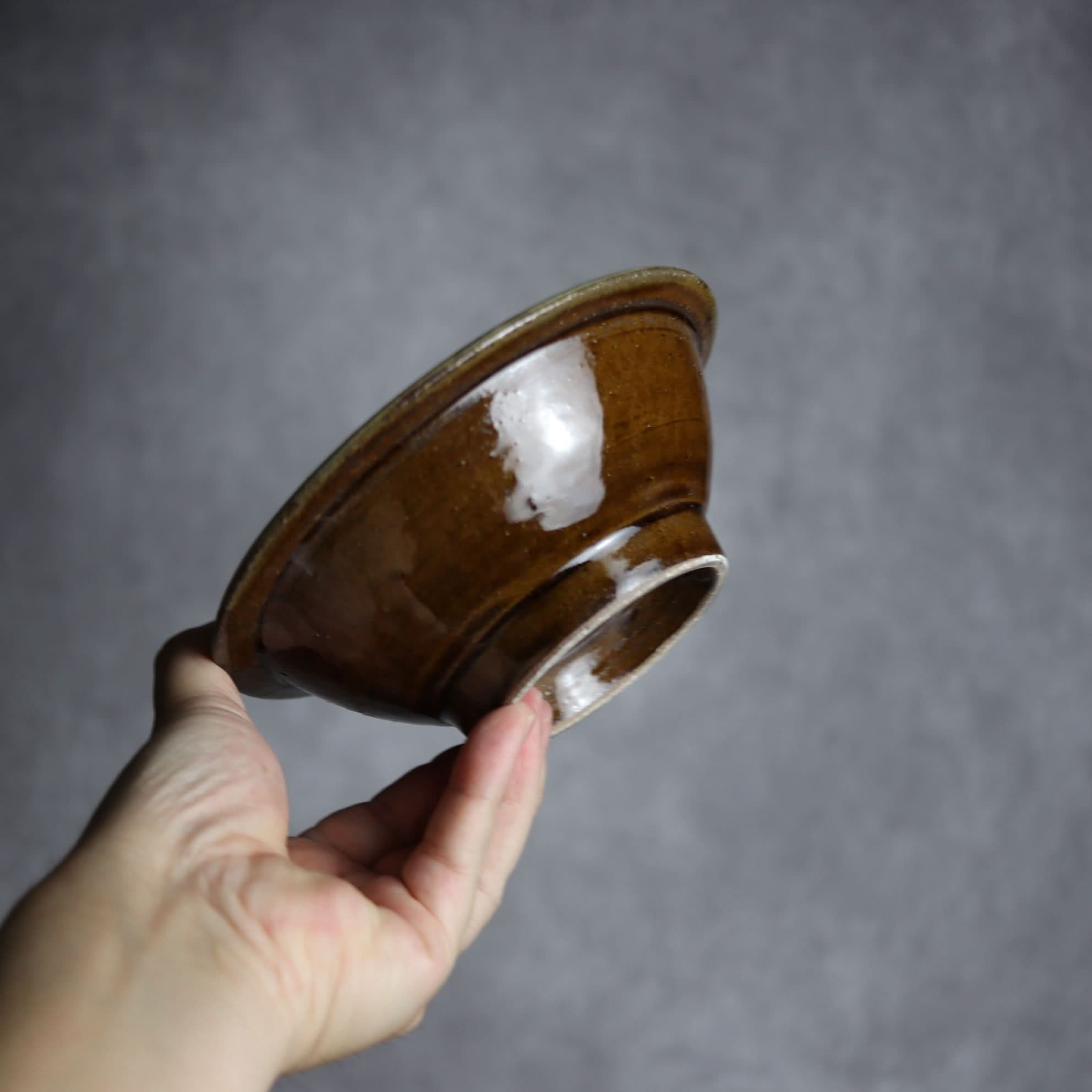 5寸ワンブー1 飴 呉須釉 菊唐草 やちむん 陶器 北窯 松田米司工房 やちむん 陶器.