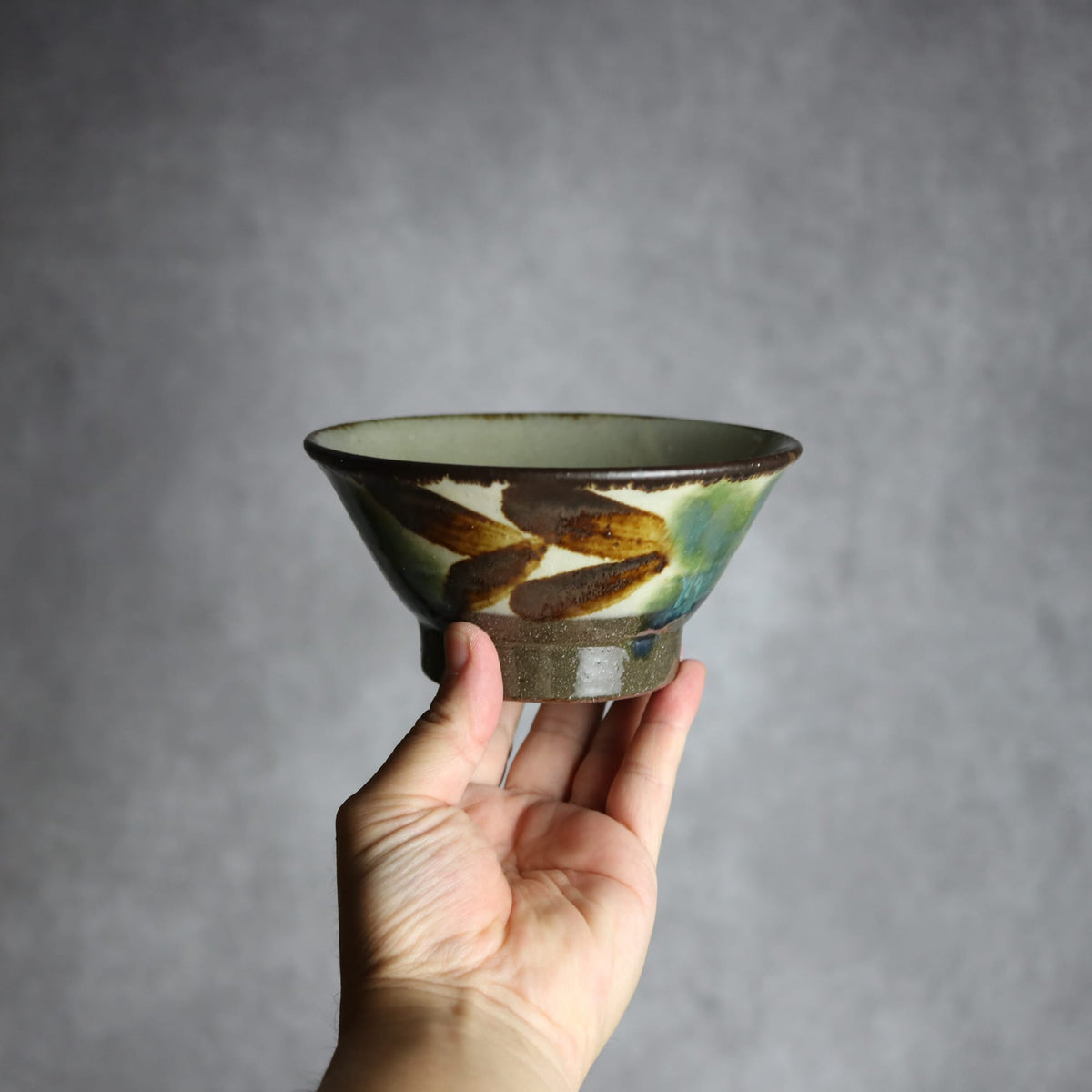 4.5寸マカイ1 三彩 双葉 やちむん 陶器 漂窯
