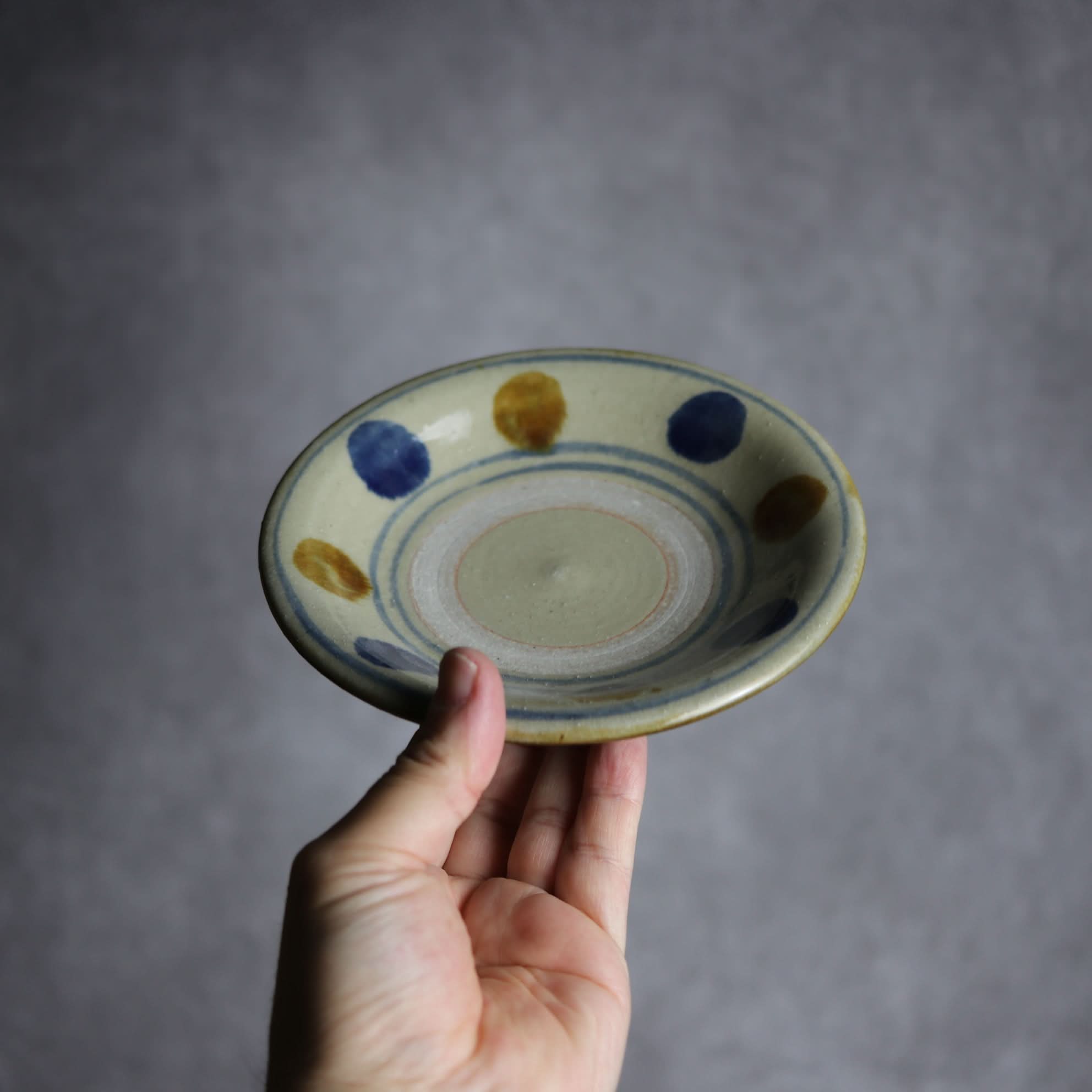 5寸皿2 飴 呉須釉 点打 やちむん 陶器 北窯 松田米司工房 やちむん 陶器.