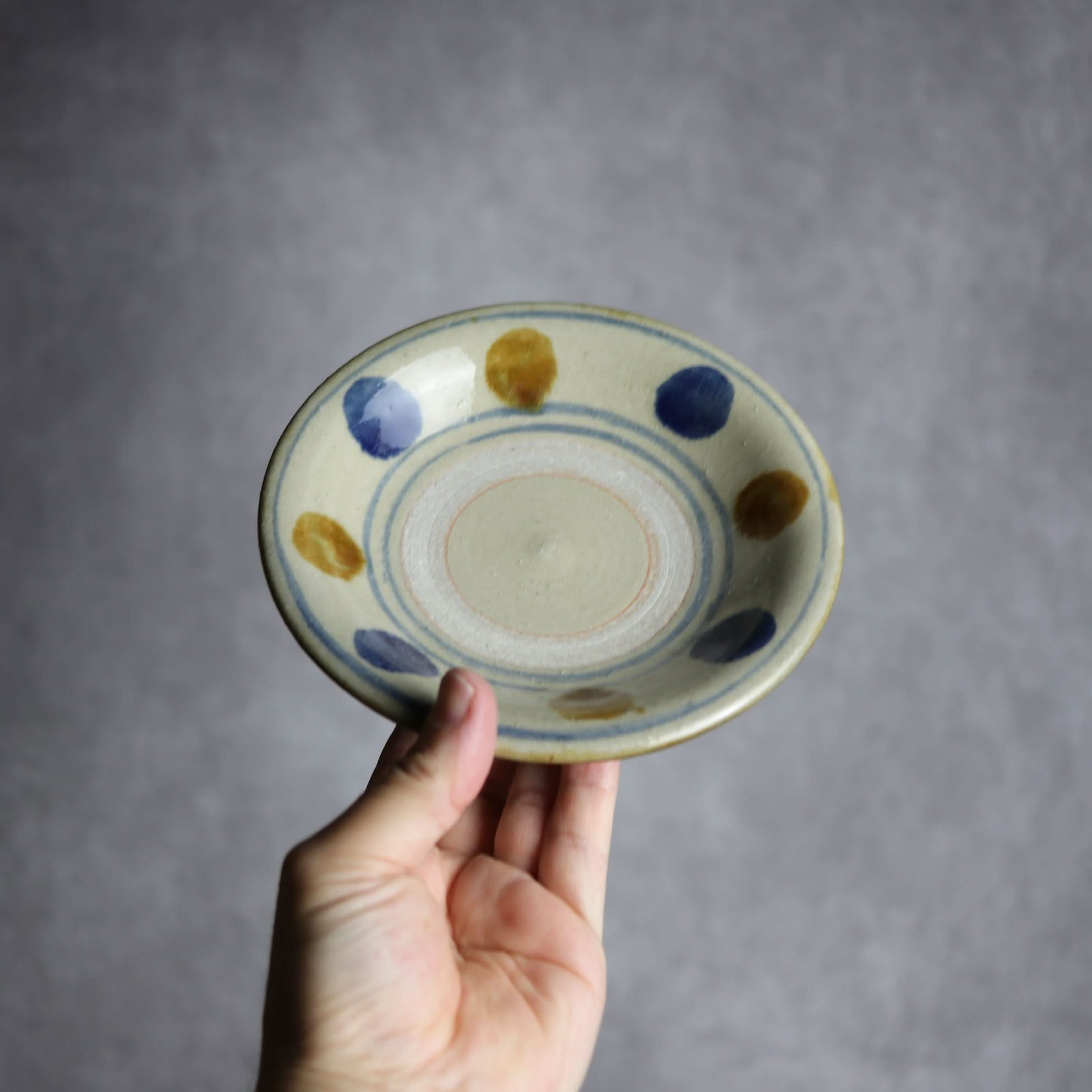 5寸皿2 飴 呉須釉 点打 やちむん 陶器 北窯 松田米司工房 やちむん 陶器.