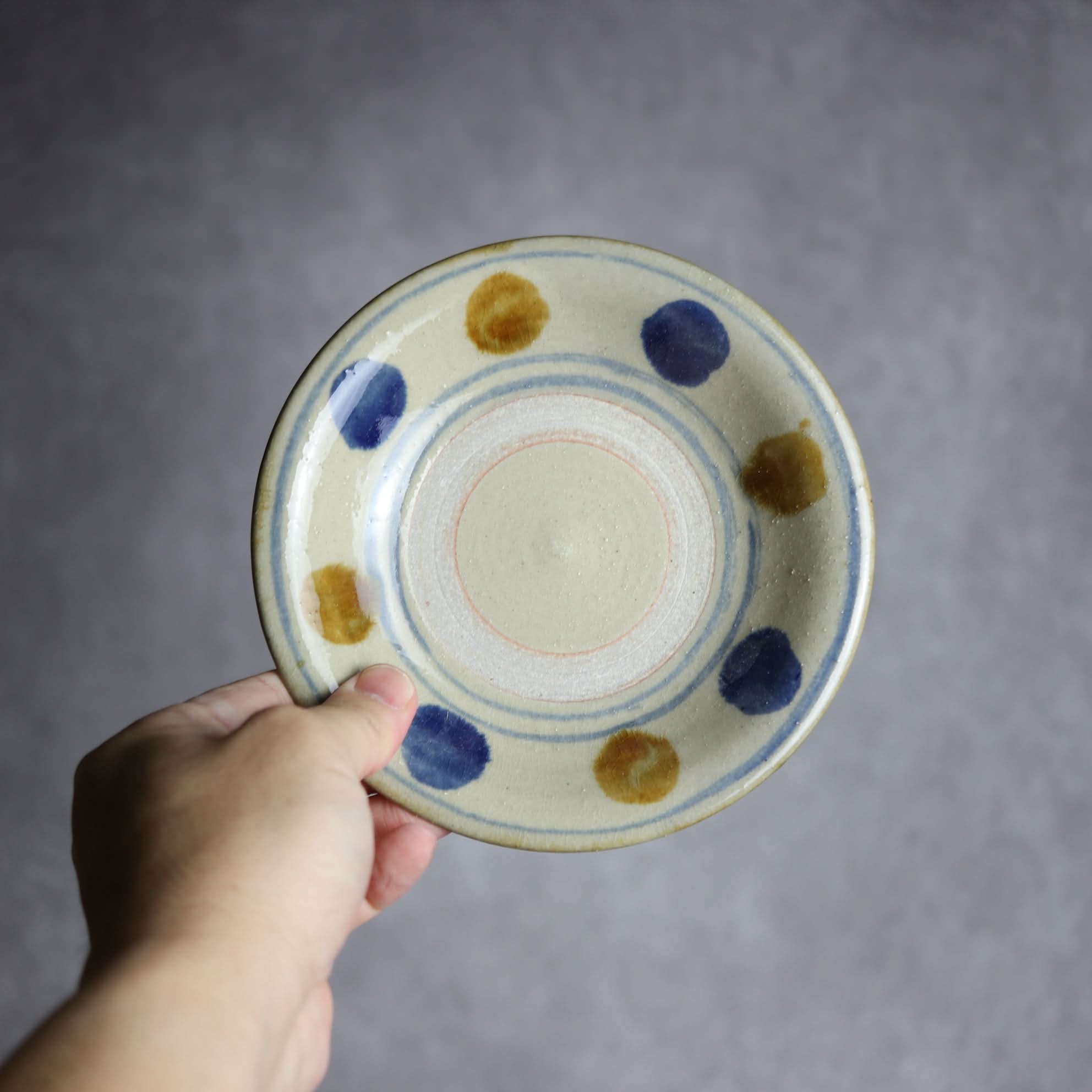 5寸皿2 飴 呉須釉 点打 やちむん 陶器 北窯 松田米司工房 やちむん 陶器.