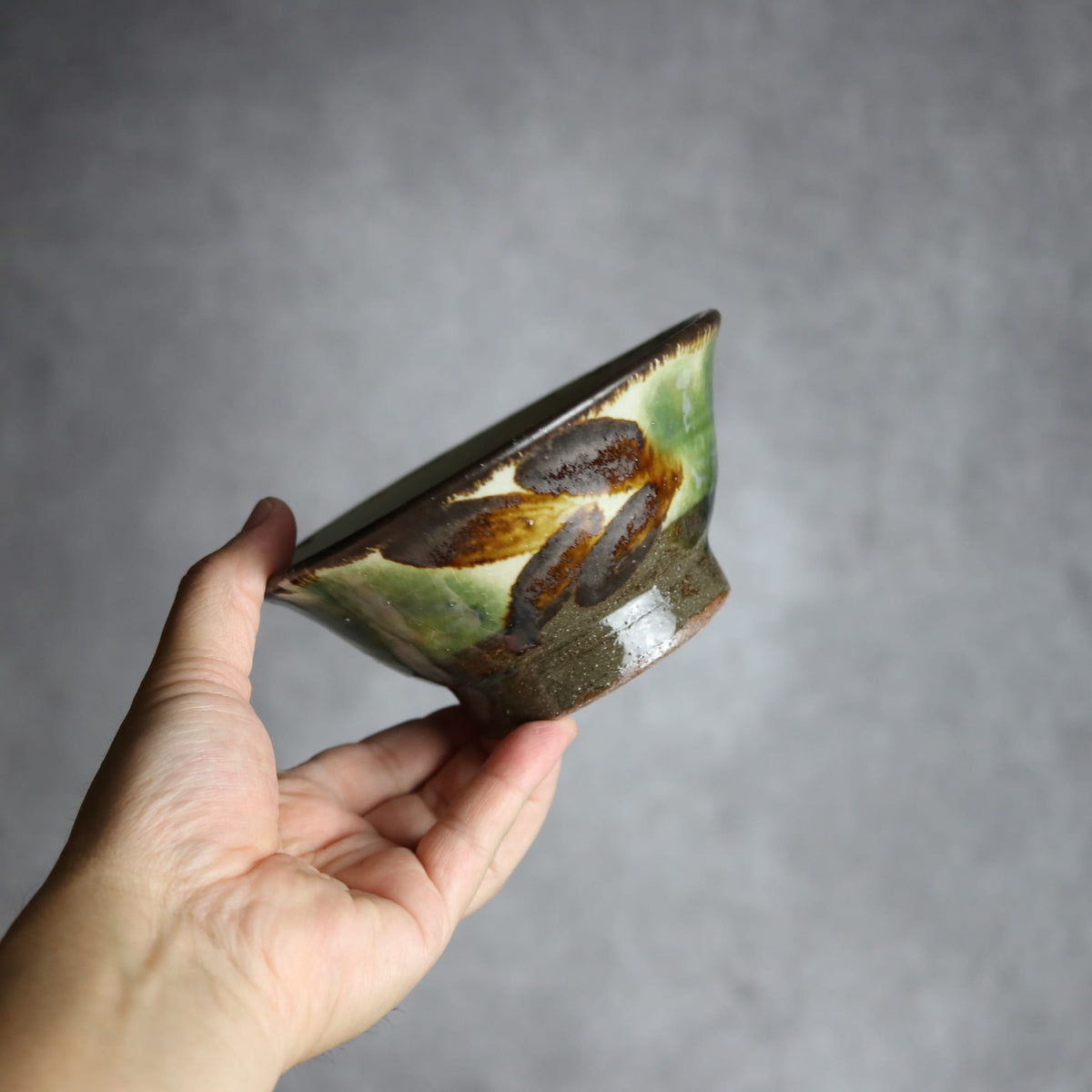 4.5寸マカイ2 三彩 双葉 やちむん 陶器 漂窯