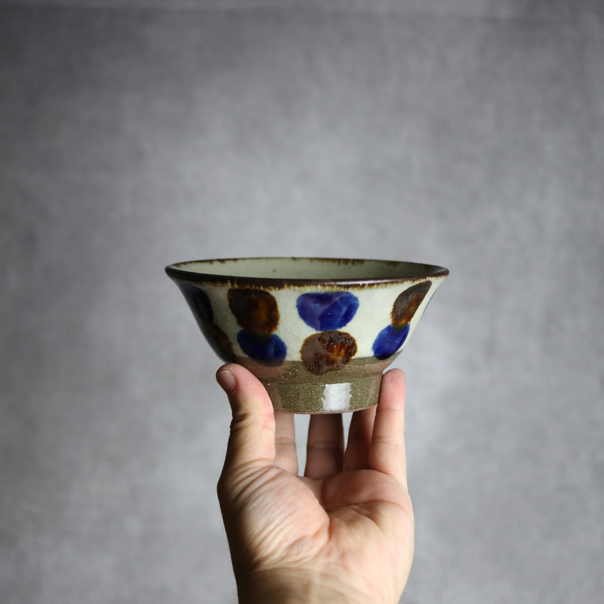 4.5寸マカイ1 飴 呉須釉 点打 やちむん 陶器 漂窯