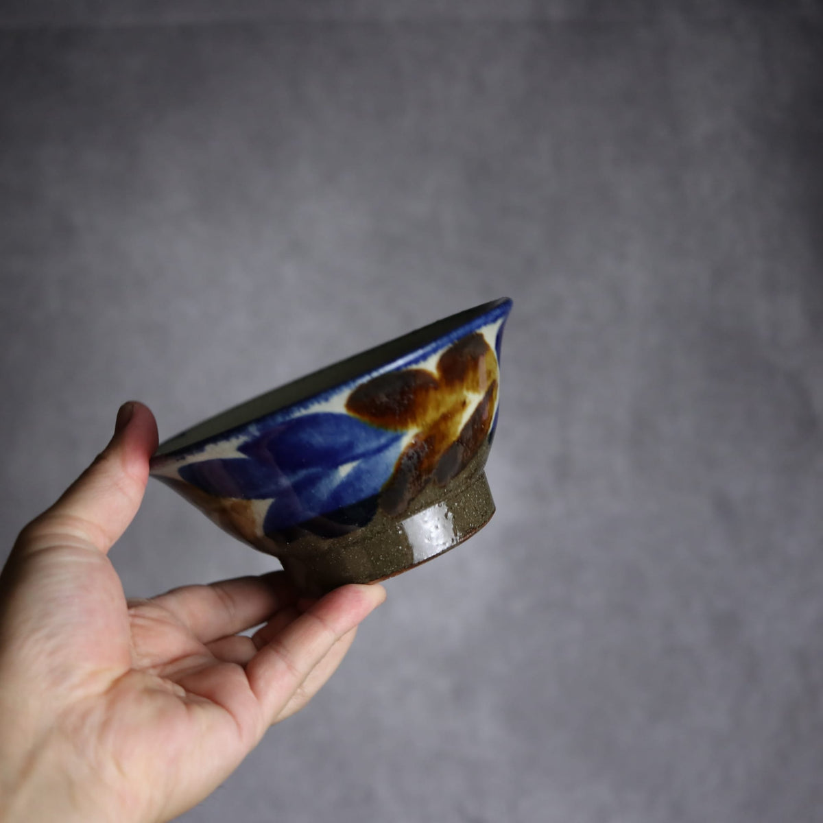 4.5寸マカイ1 飴 呉須釉 双葉 やちむん 陶器 漂窯