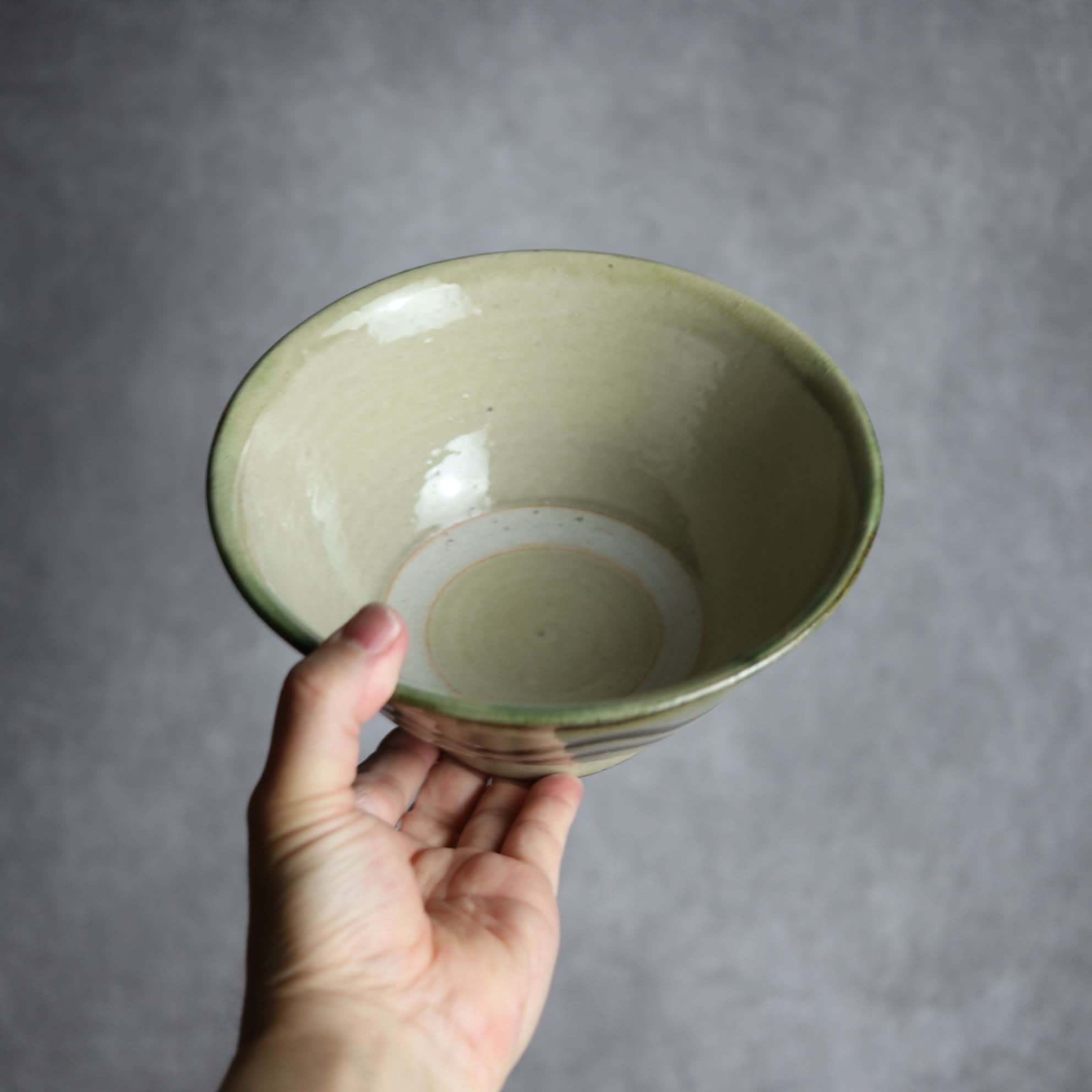 6寸マカイ1 緑釉 指描 やちむん 陶器 北窯 松田米司工房 やちむん 陶器.