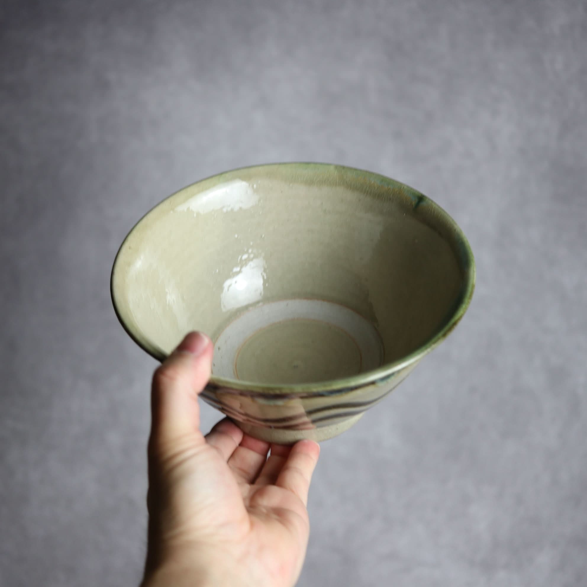 6寸マカイ1 緑釉 指描 やちむん 陶器 北窯 松田米司工房 やちむん 陶器.