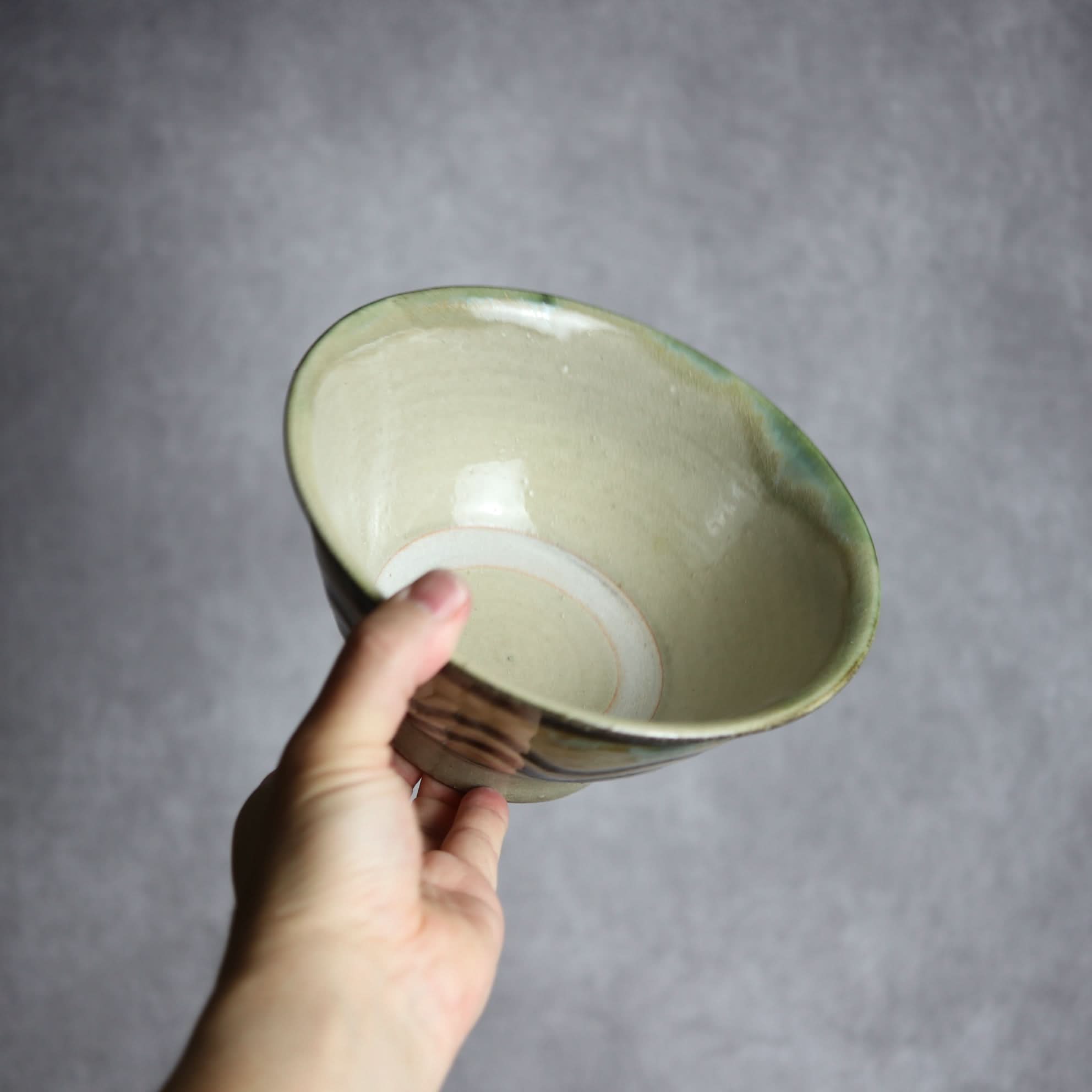 6寸マカイ1 緑釉 指描 やちむん 陶器 北窯 松田米司工房 やちむん 陶器.