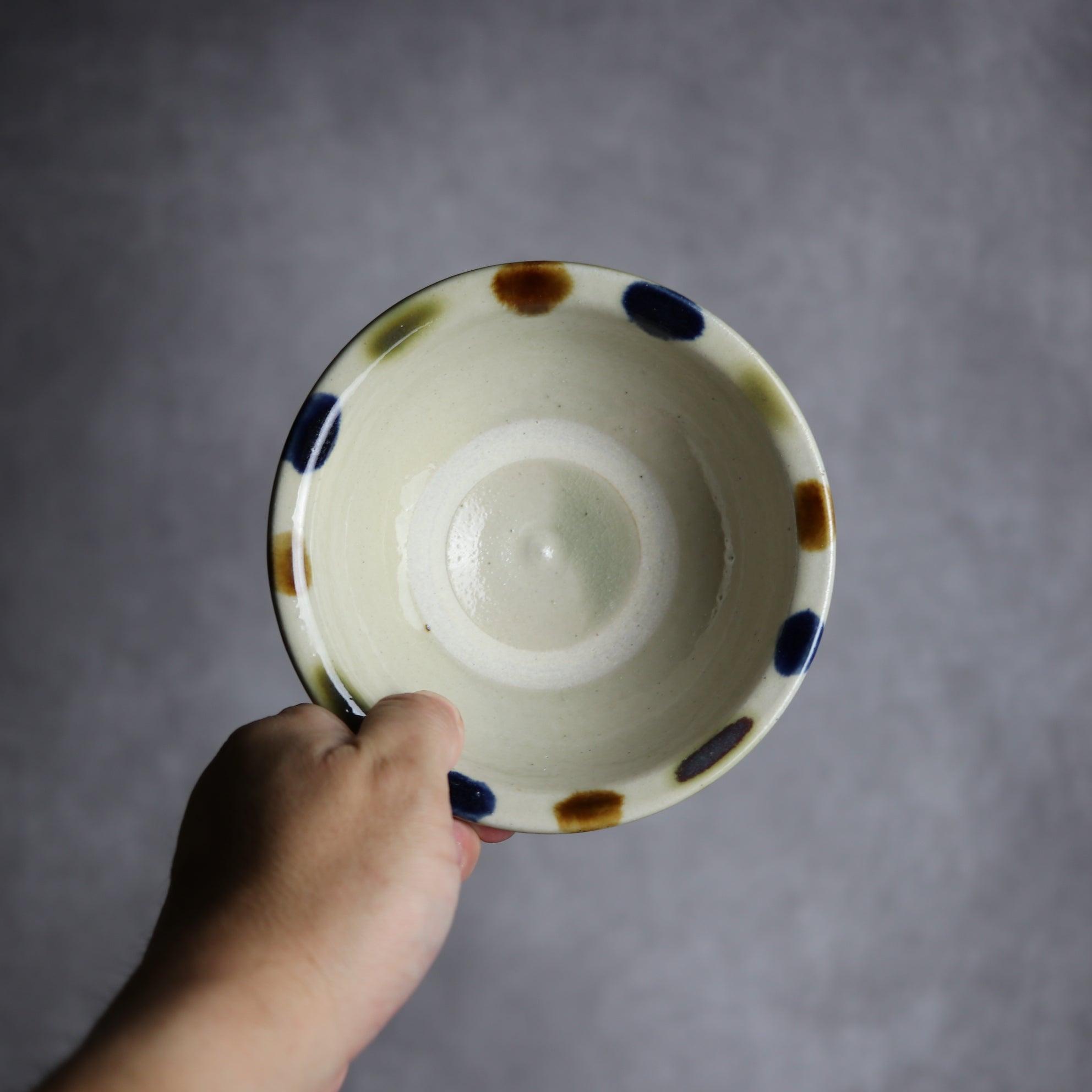 茂生窯 - 4寸ワンブー1 三彩 縁点打 やちむん 陶器 茂生窯 - mundasui