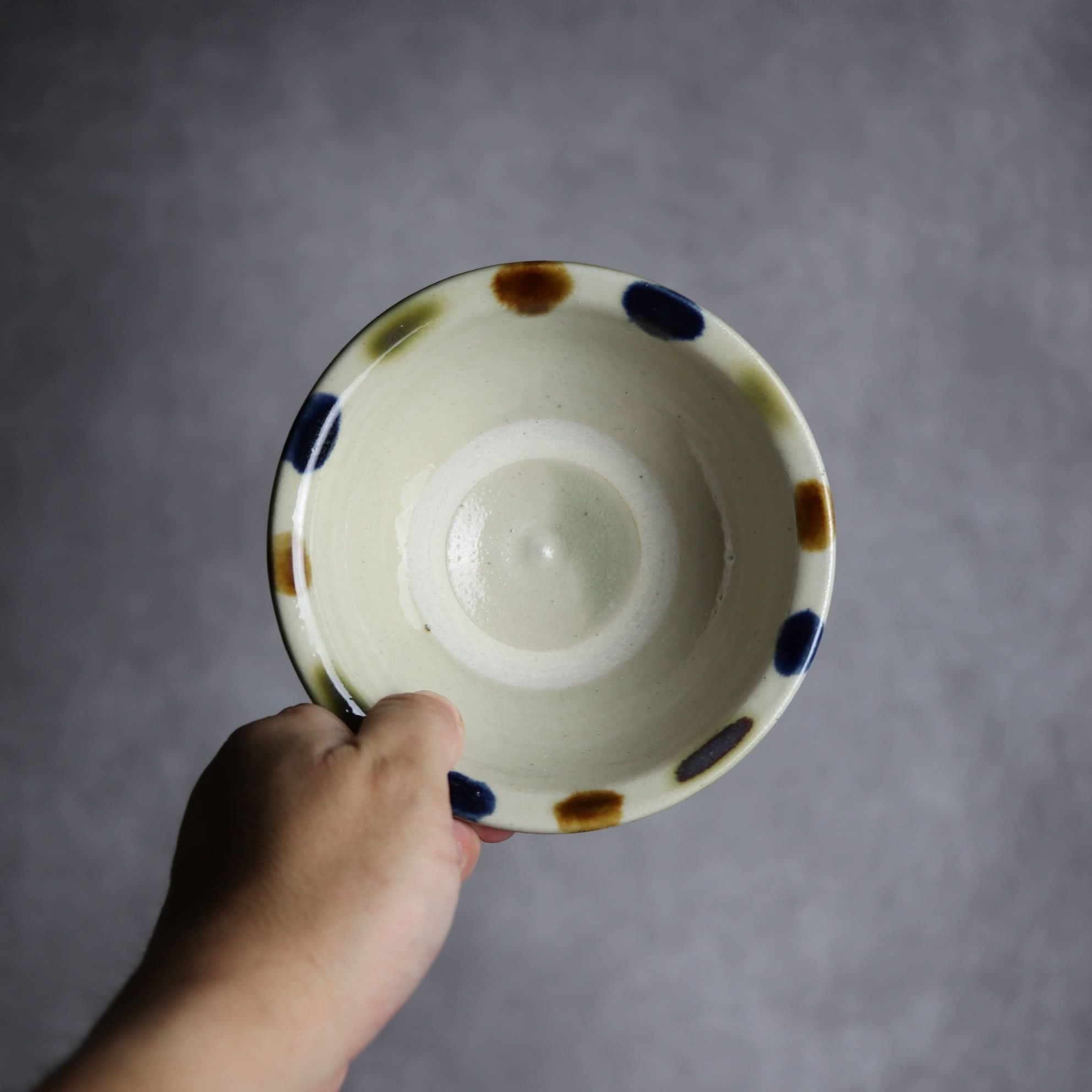 4寸ワンブー1 三彩 縁点打 やちむん 陶器 茂生窯 陶器.