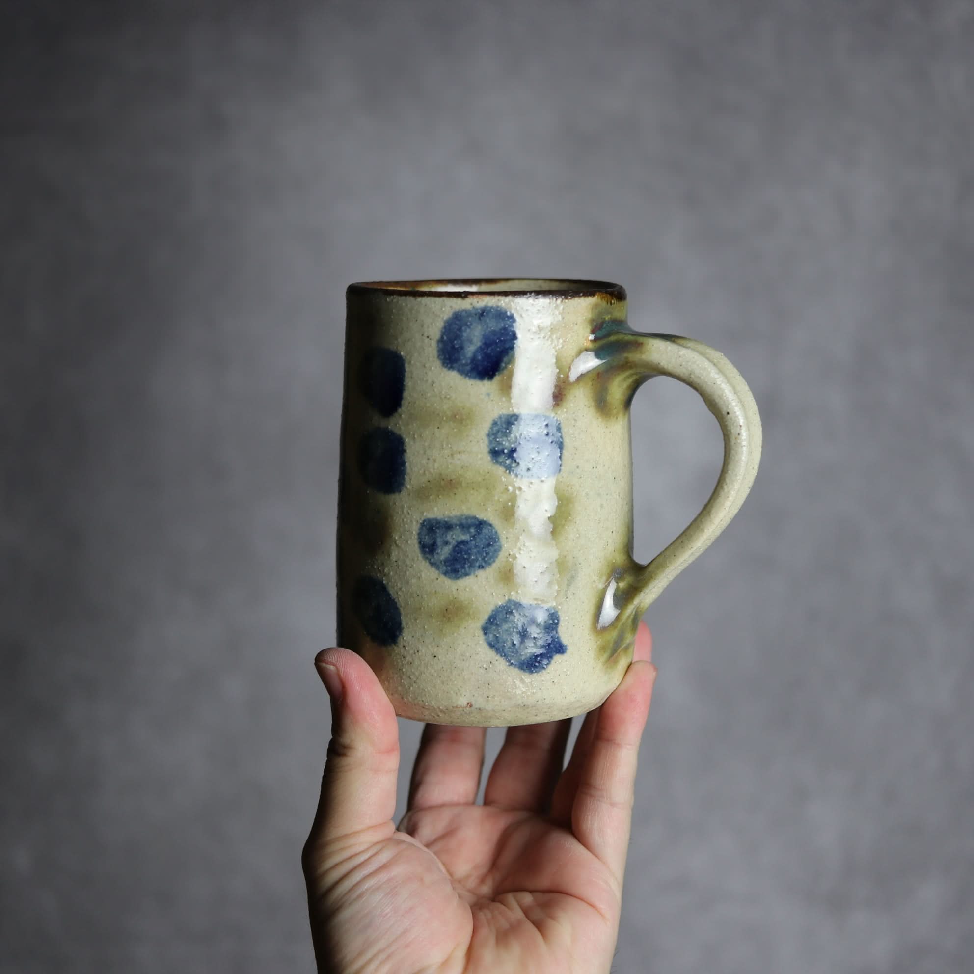 ビアマグ1 呉須 緑釉 点打 やちむん 陶器 北窯 松田共司工房 やちむん 陶器.