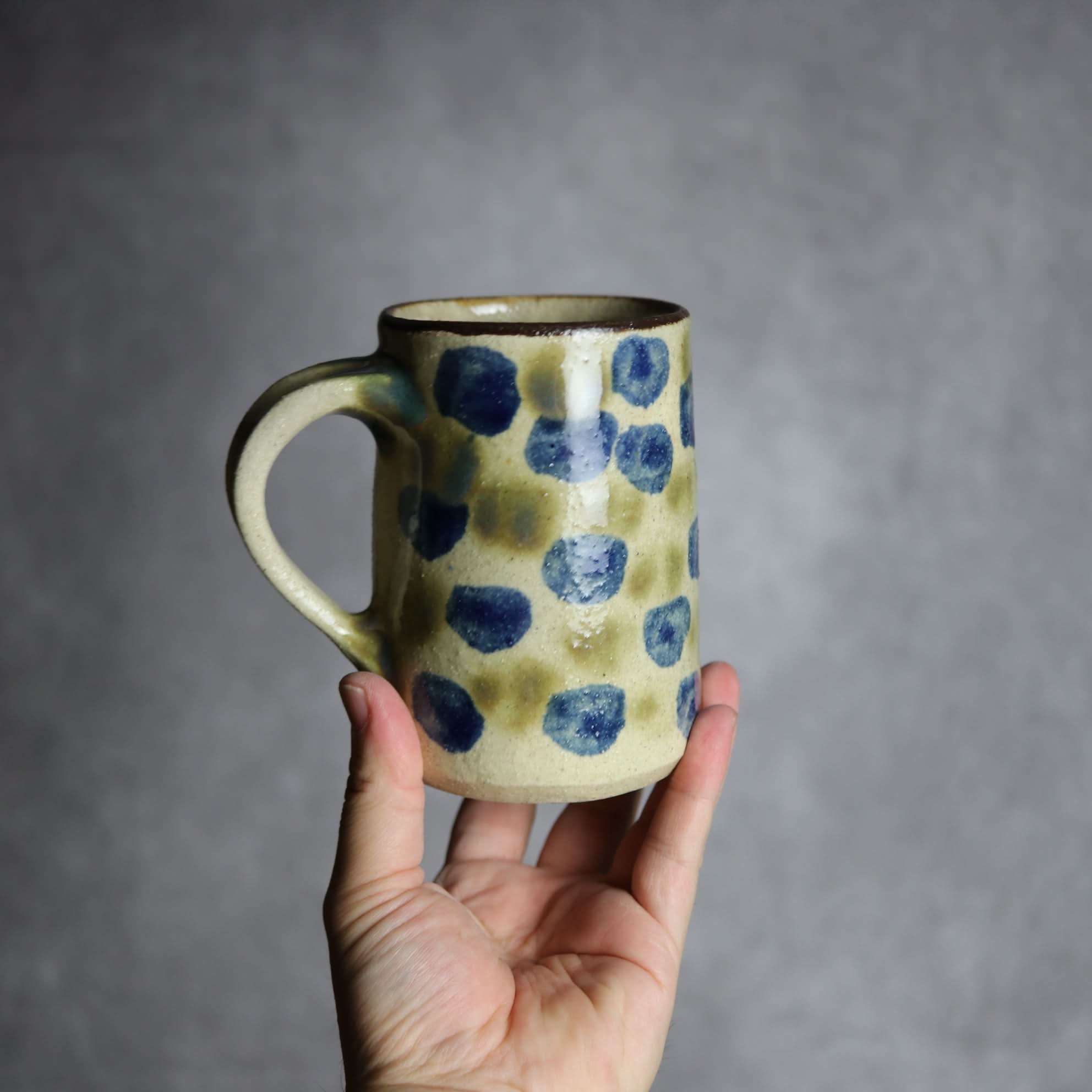 ビアマグ1 呉須 緑釉 点打 やちむん 陶器 北窯 松田共司工房 やちむん 陶器.