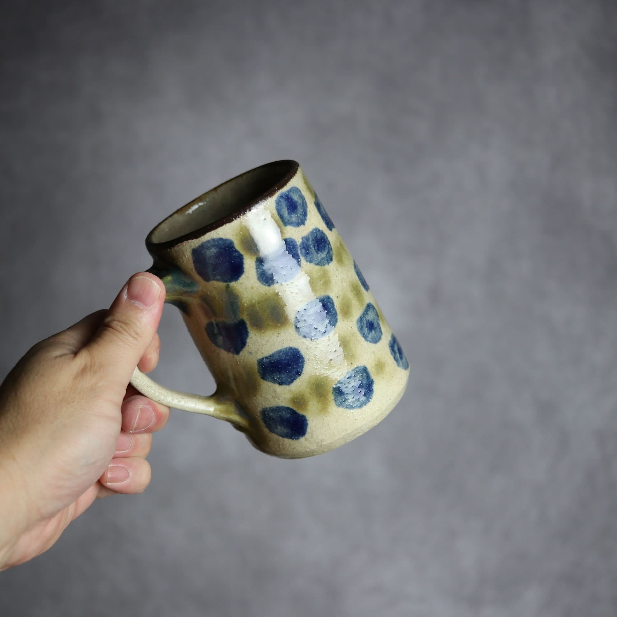 ビアマグ1 呉須 緑釉 点打 やちむん 陶器 北窯 松田共司工房 やちむん 陶器.