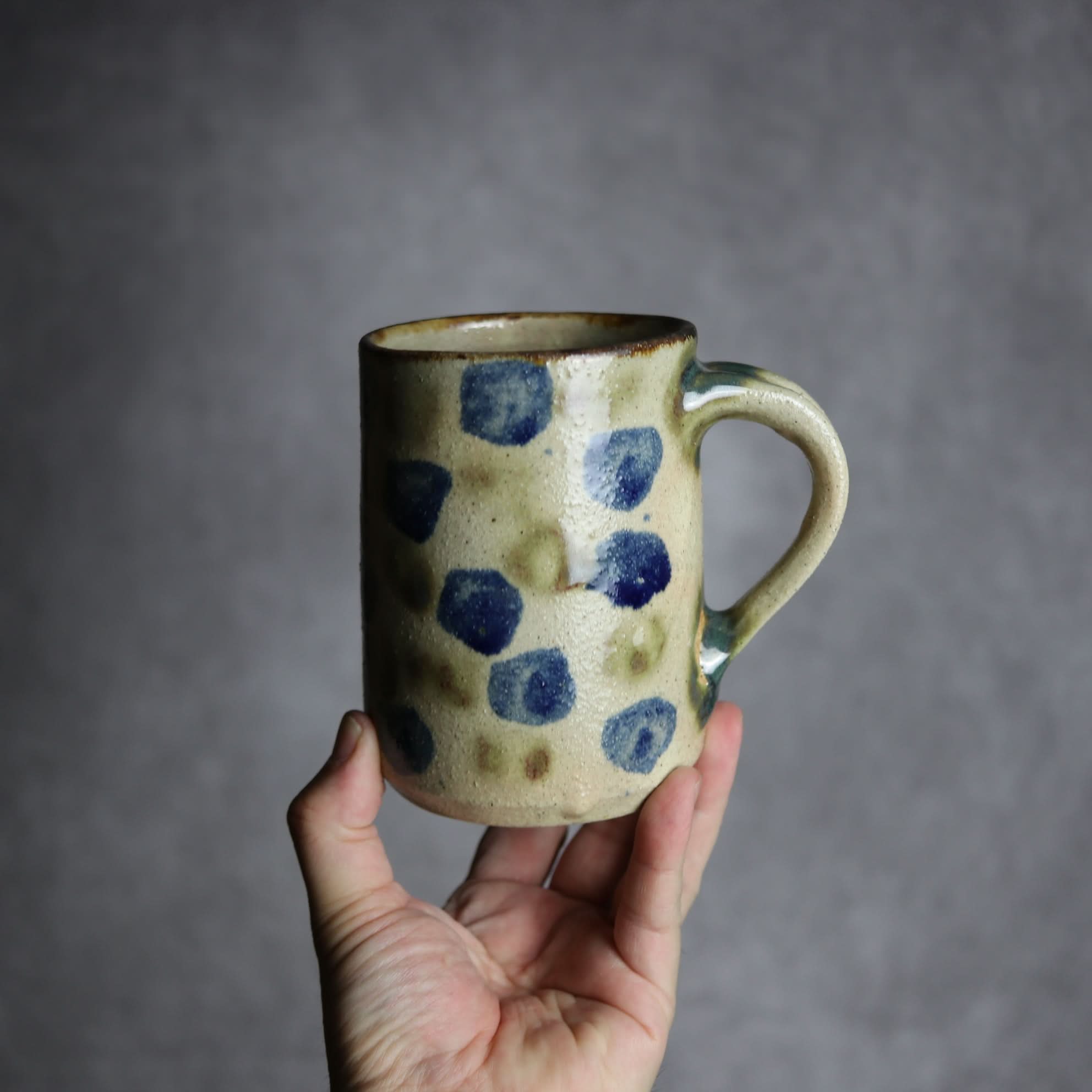 ビアマグ2 呉須 緑釉 点打 やちむん 陶器 北窯 松田共司工房 やちむん 陶器.