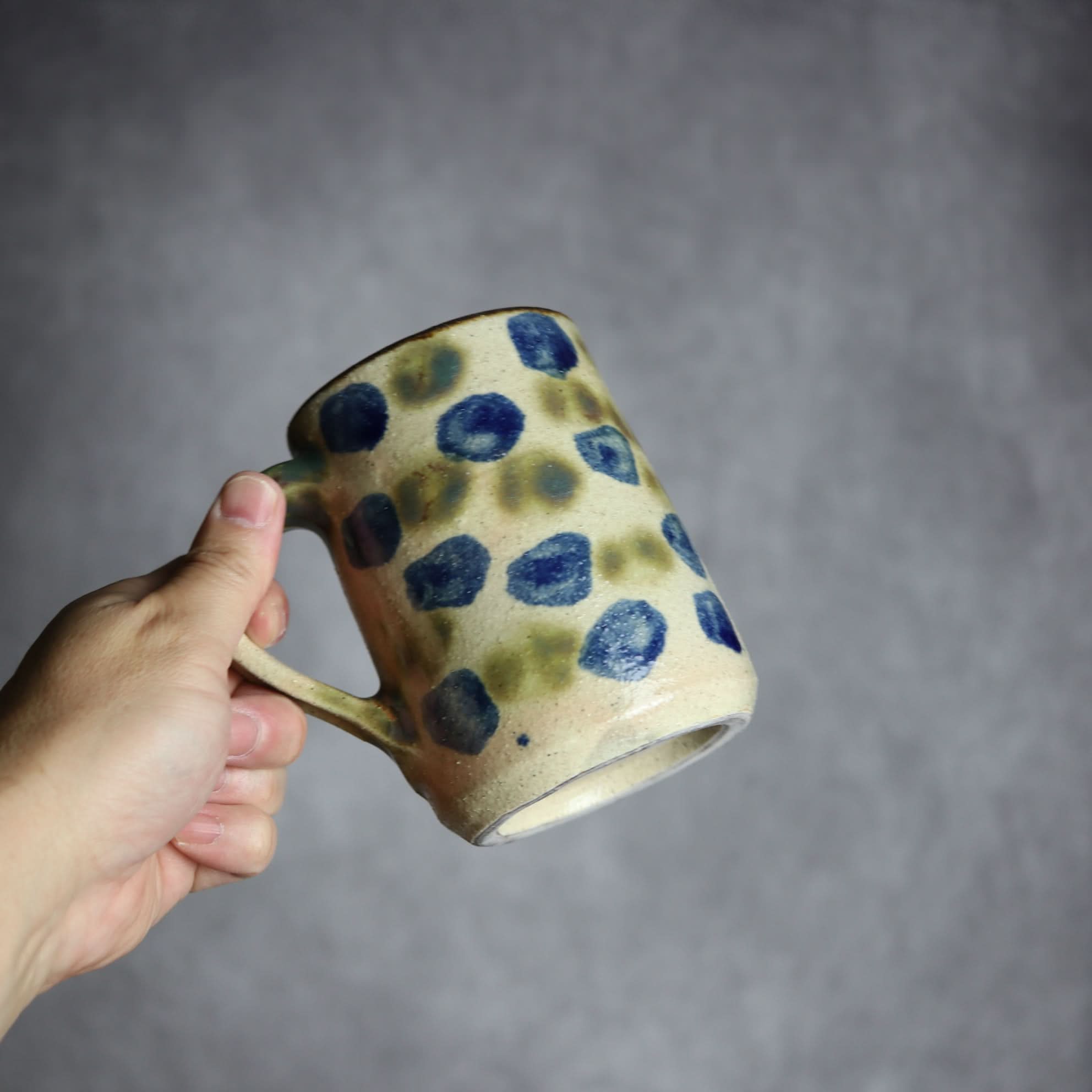 北窯 松田共司工房 - ビアマグ2 呉須 緑釉 点打 やちむん 陶器 北窯 松田共司工房 - mundasui