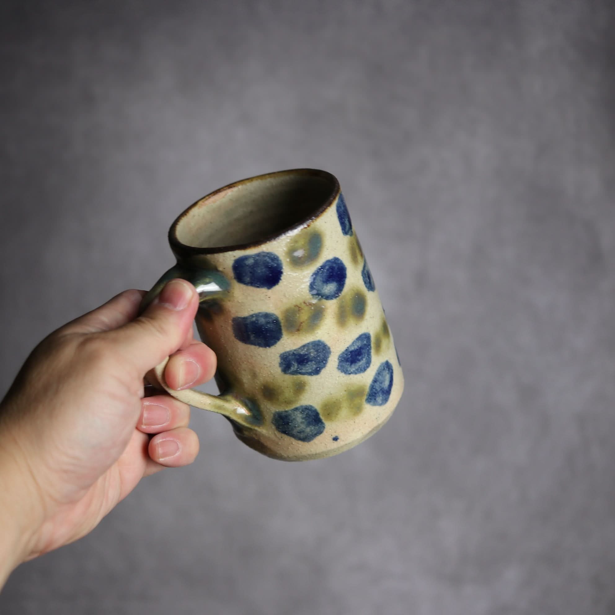 北窯 松田共司工房 - ビアマグ2 呉須 緑釉 点打 やちむん 陶器 北窯 松田共司工房 - mundasui