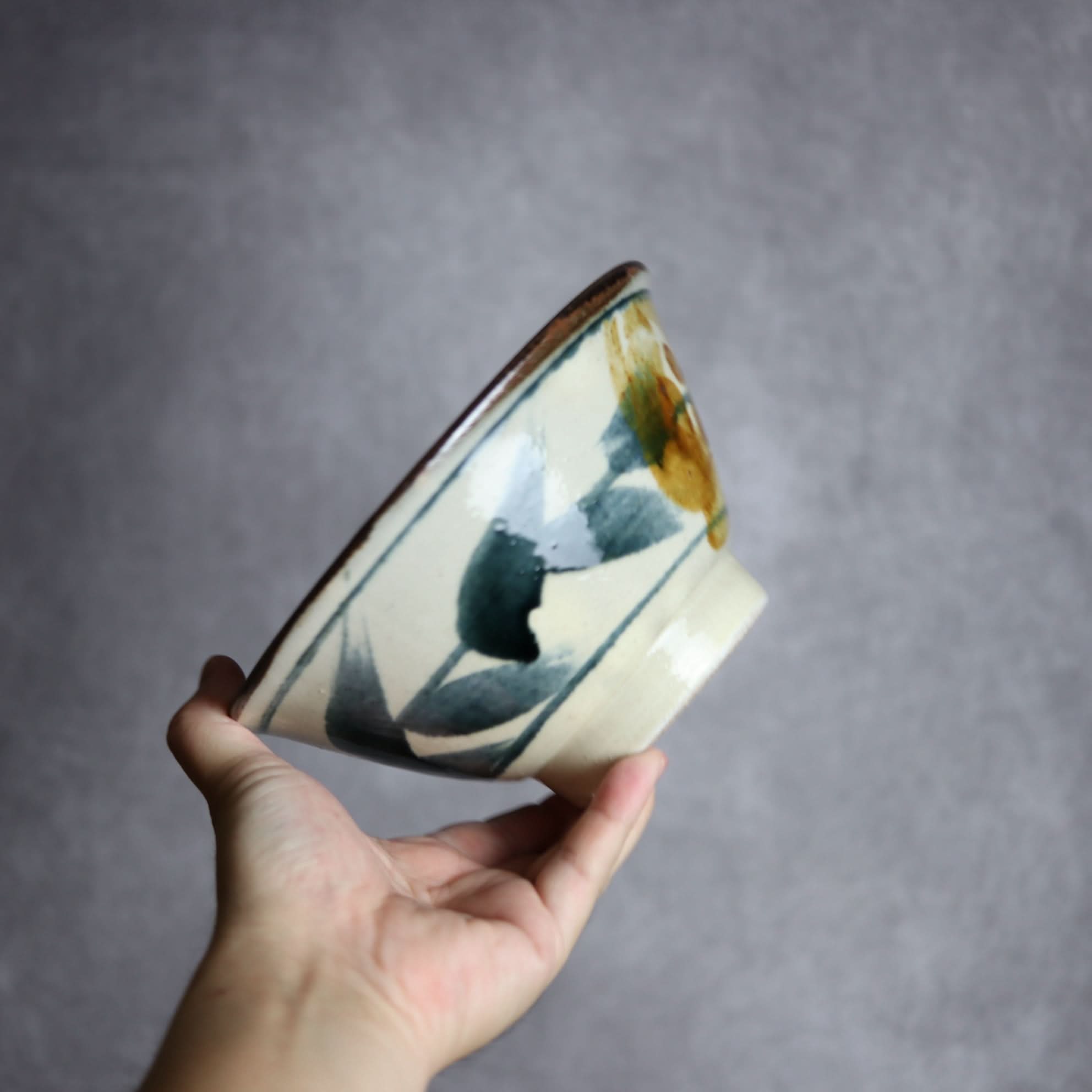 6寸マカイ1 飴 呉須釉 花紋 やちむん 陶器 いずみ窯 島袋工房 やちむん 陶器.