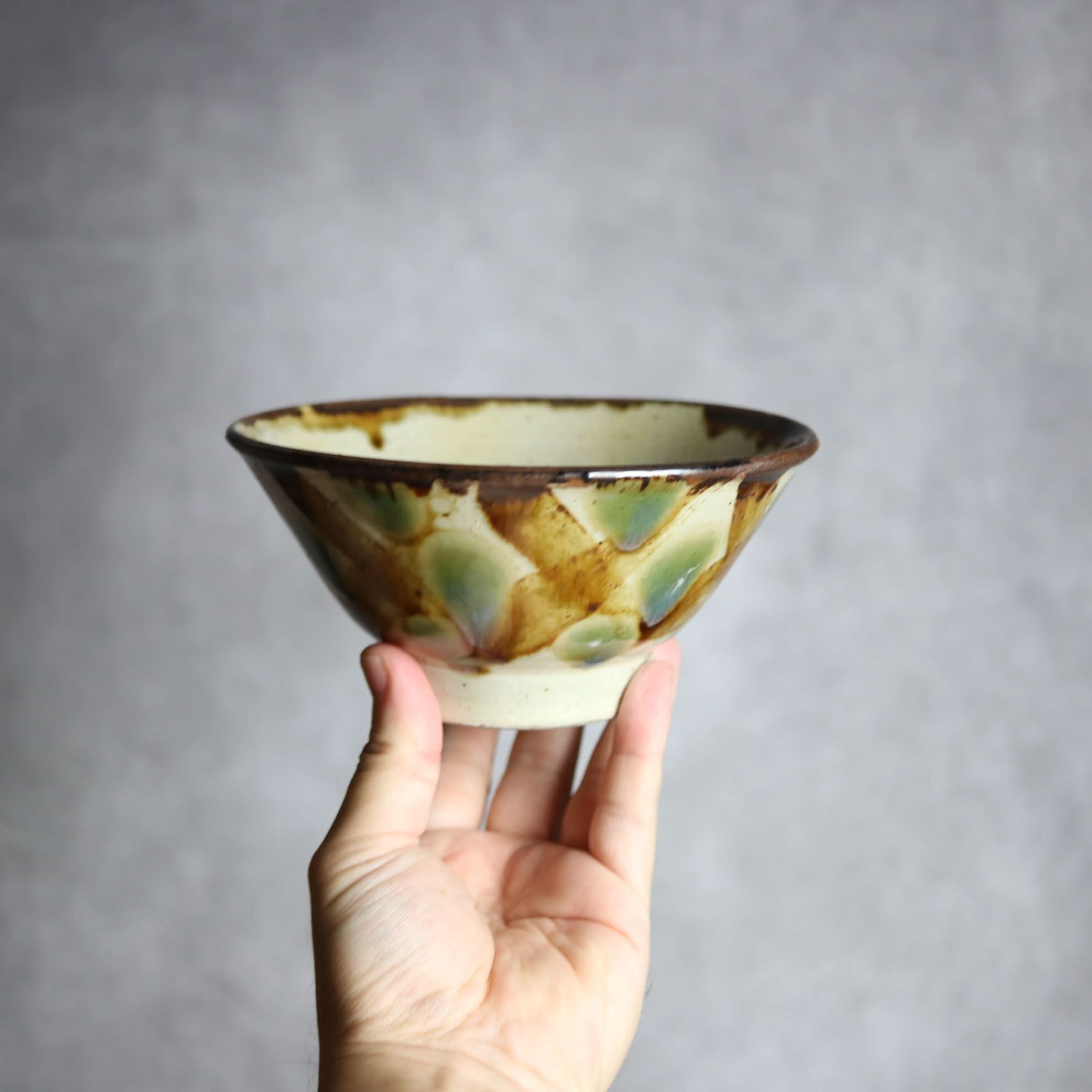 5寸マカイ1 三彩 格子点打 やちむん 陶器 いずみ窯 島袋工房 やちむん 陶器.