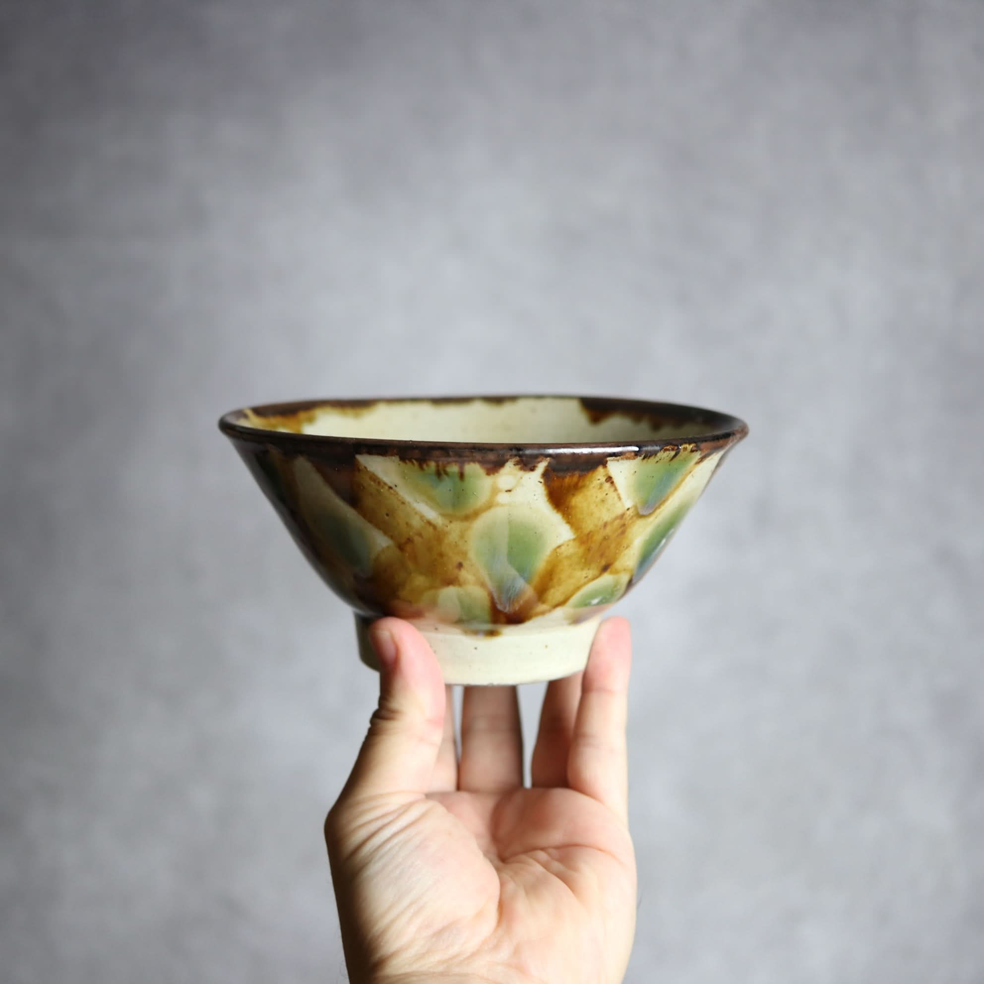 5寸マカイ1 三彩 格子点打 やちむん 陶器 いずみ窯 島袋工房 やちむん 陶器.