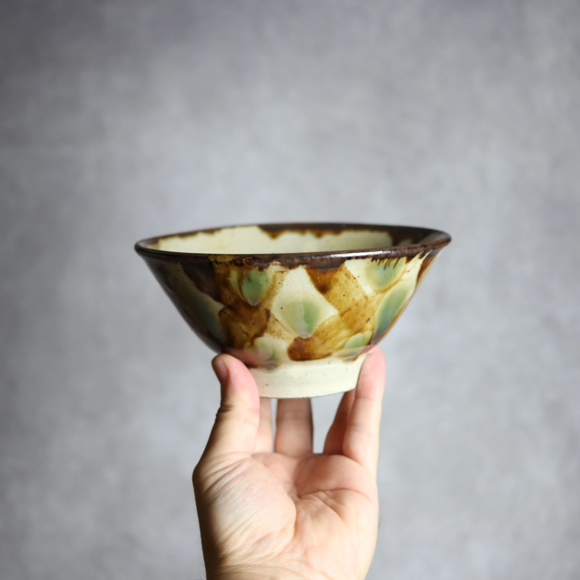 5寸マカイ1 三彩 格子点打 やちむん 陶器 いずみ窯 島袋工房 やちむん 陶器.