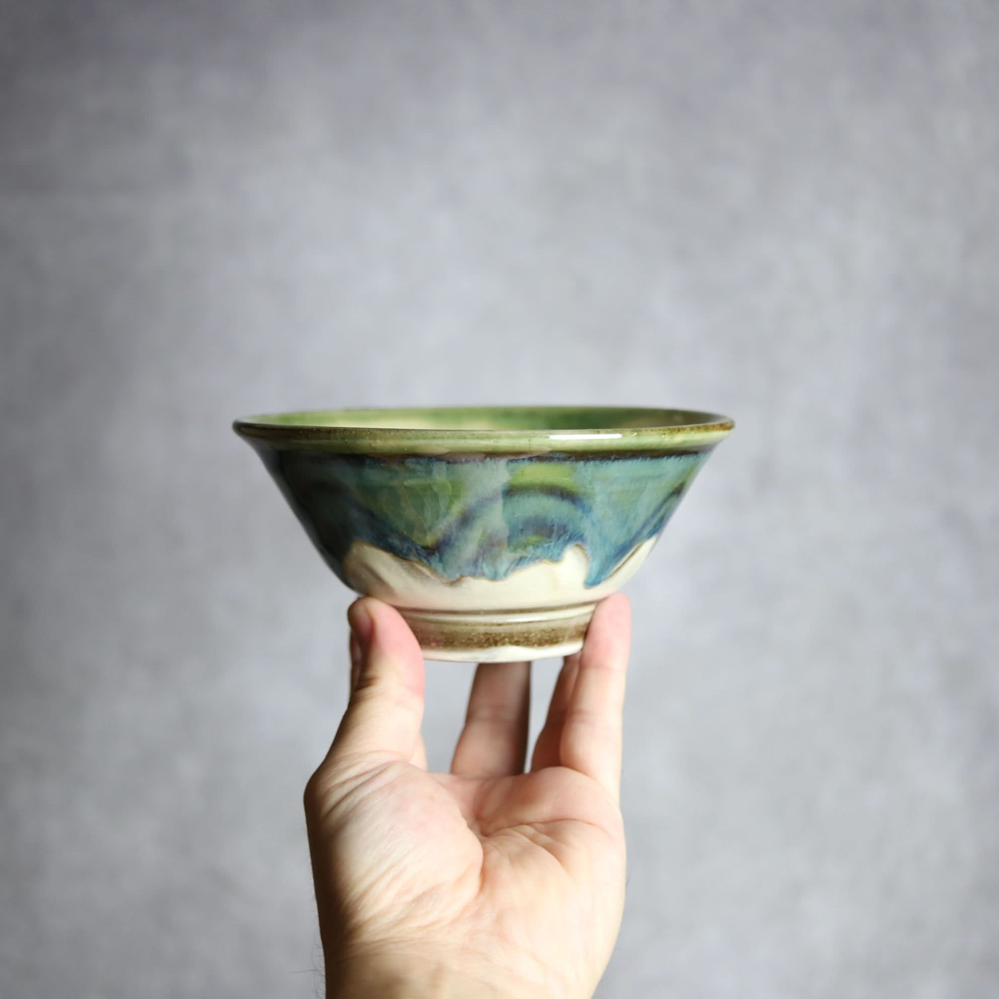 4.5寸マカイ1 緑釉 指描 やちむん 陶器 いずみ窯 島袋工房 やちむん 陶器.