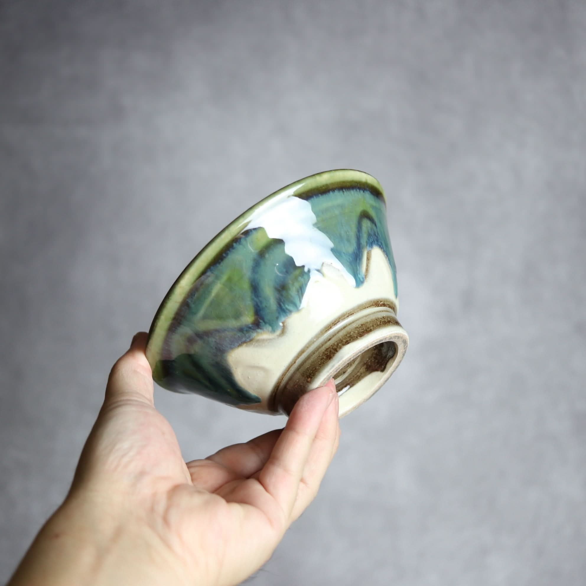 4.5寸マカイ1 緑釉 指描 やちむん 陶器 いずみ窯 島袋工房 やちむん 陶器.