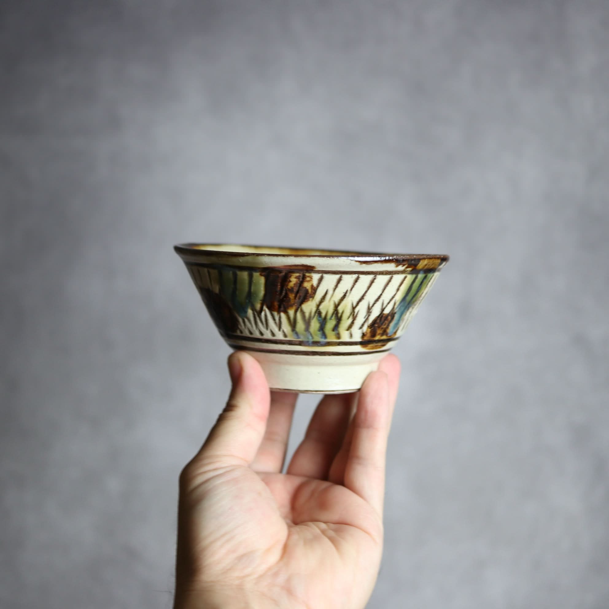 4寸マカイ1 三彩 点打 飛鉋 やちむん 陶器 いずみ窯 島袋工房 やちむん 陶器.