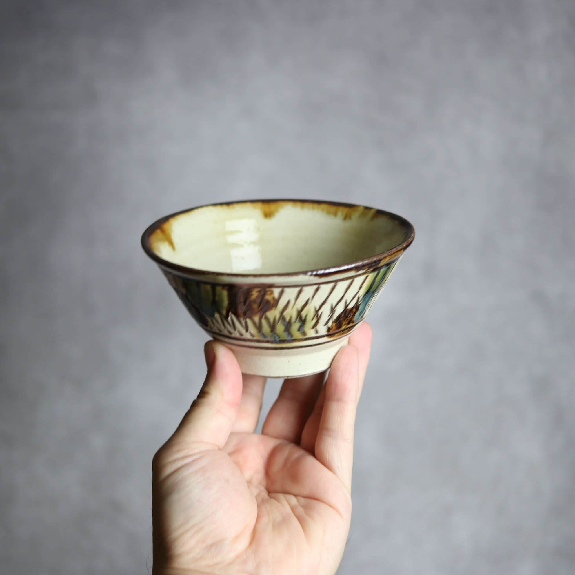 4寸マカイ1 三彩 点打 飛鉋 やちむん 陶器 いずみ窯 島袋工房 やちむん 陶器.