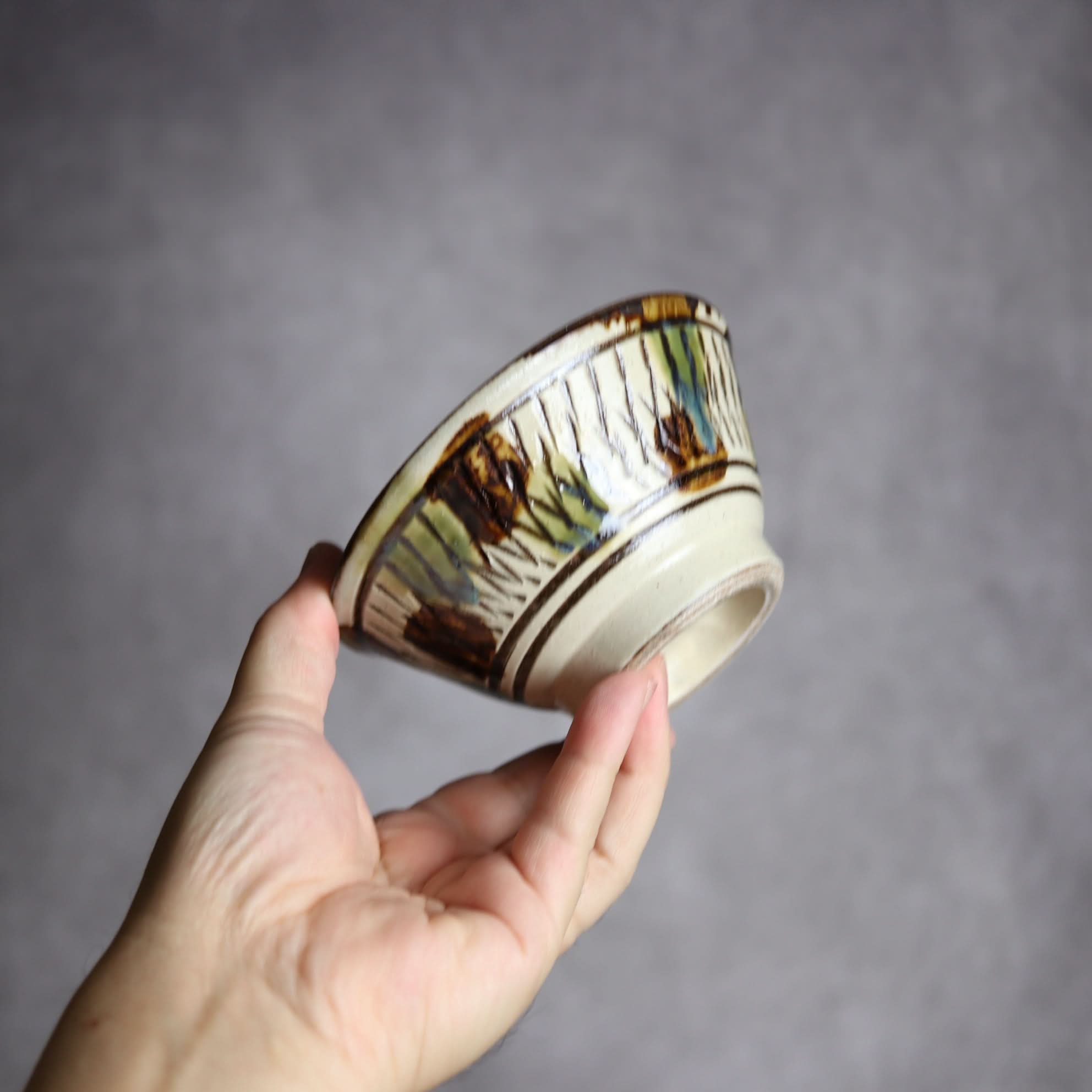 4寸マカイ1 三彩 点打 飛鉋 やちむん 陶器 いずみ窯 島袋工房 やちむん 陶器.