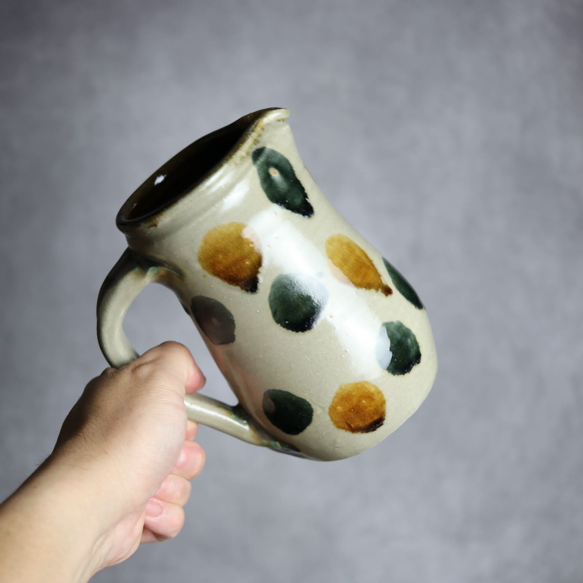 5寸ピッチャー1 飴 呉須釉 点打 やちむん 陶器 北窯 松田米司工房 やちむん 陶器.