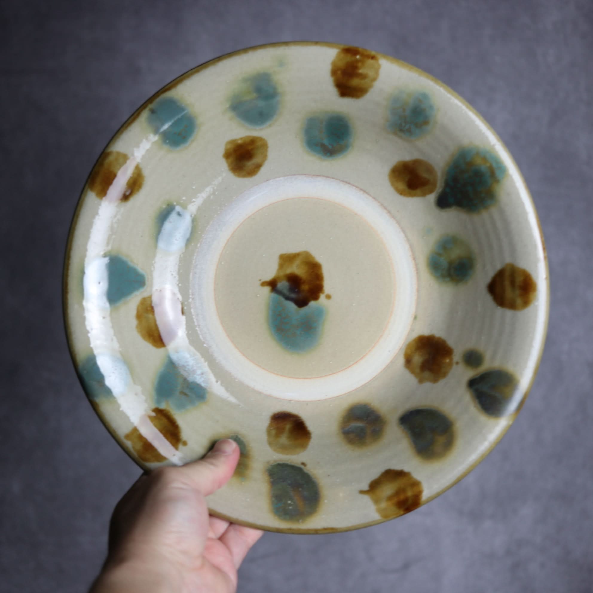 9寸皿2 三彩 点打 やちむん 陶器 北窯 松田米司工房 やちむん 陶器.